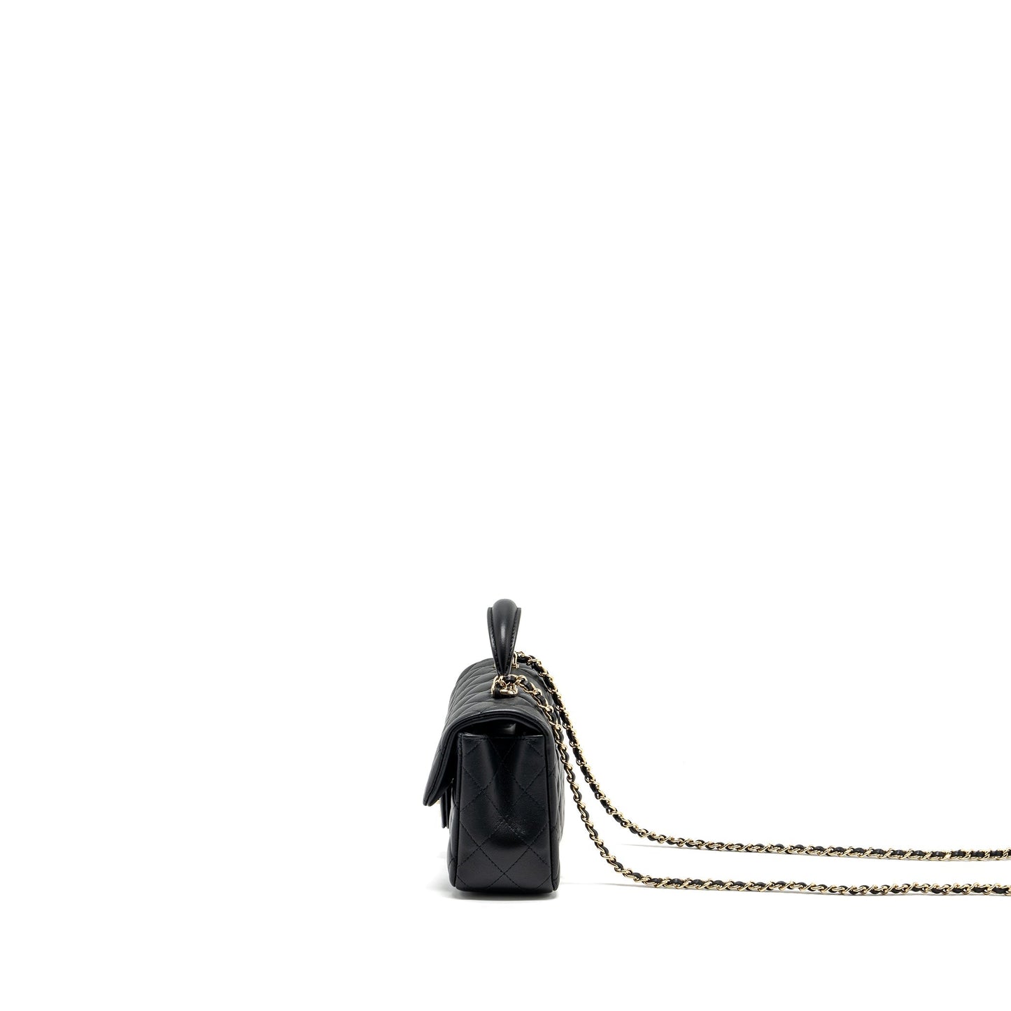 Chanel Top Handle Mini Rectangular Flap Bag Lambskin Black L (Microchip)