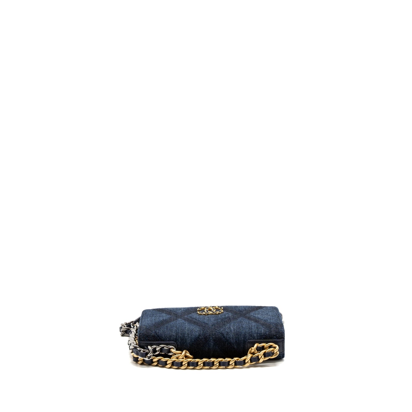 Chanel 19 wallet on chain limited denim dark blue multicolour hardware (microchip)