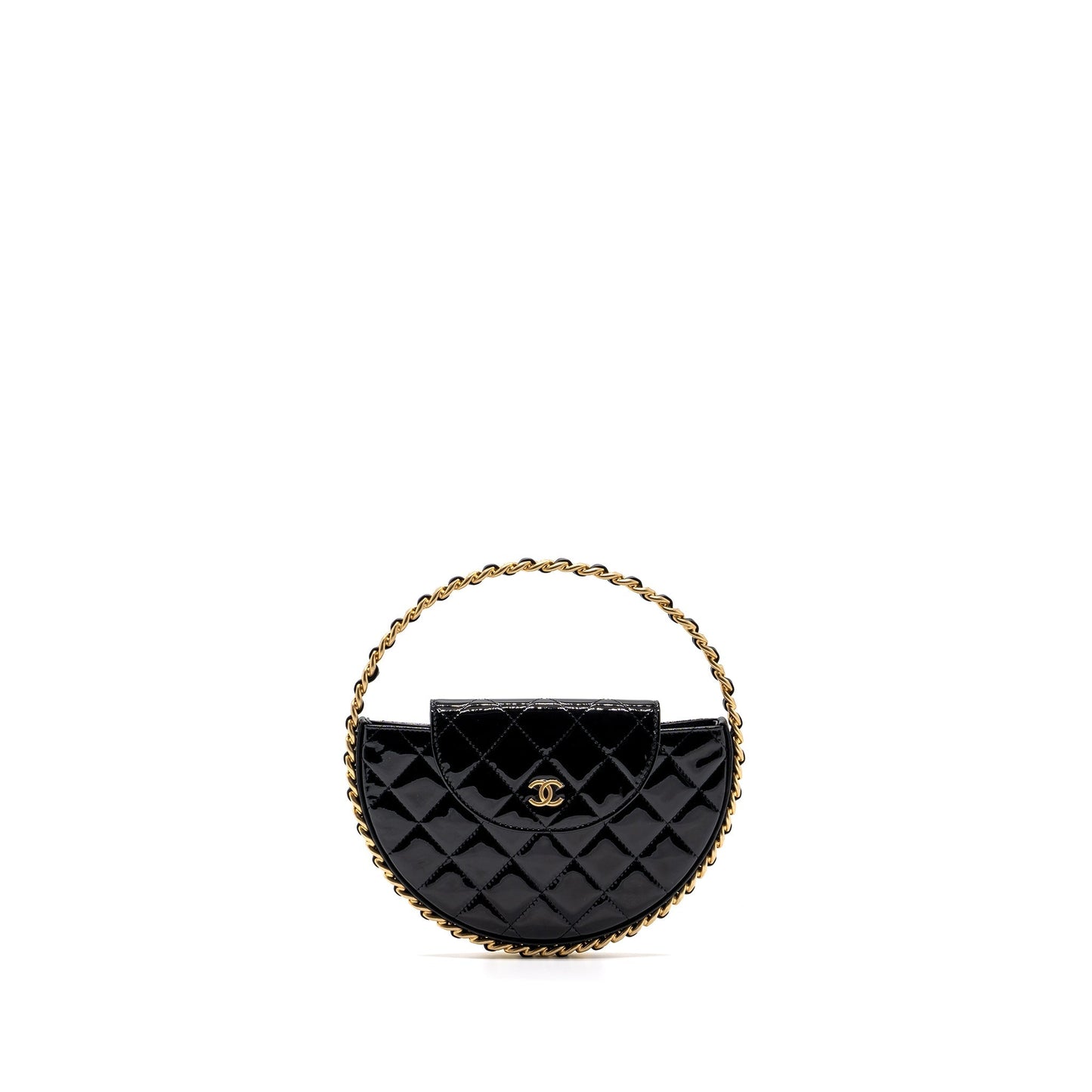 Chanel 23K hoop bag patent black  (microchip)