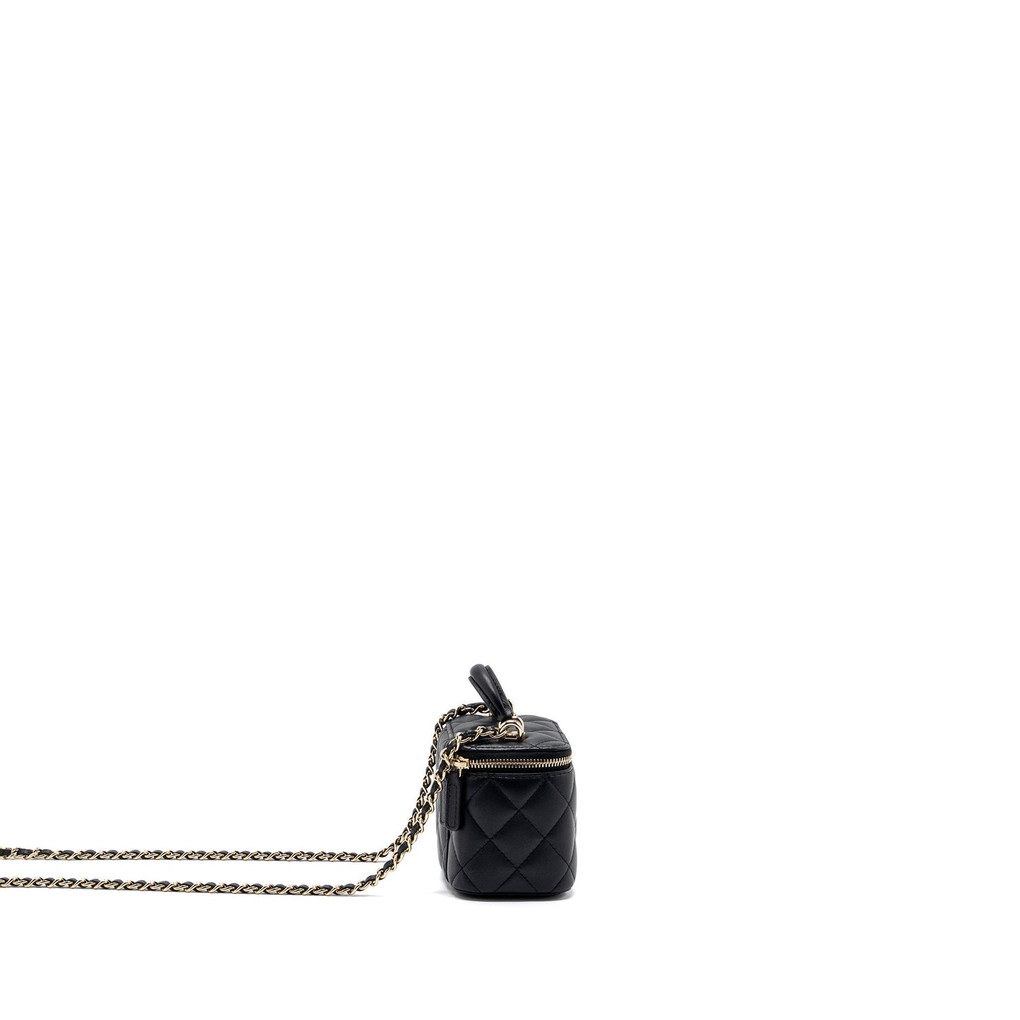 Chanel top handle mini vanity with chain lambskin black L (microchip)