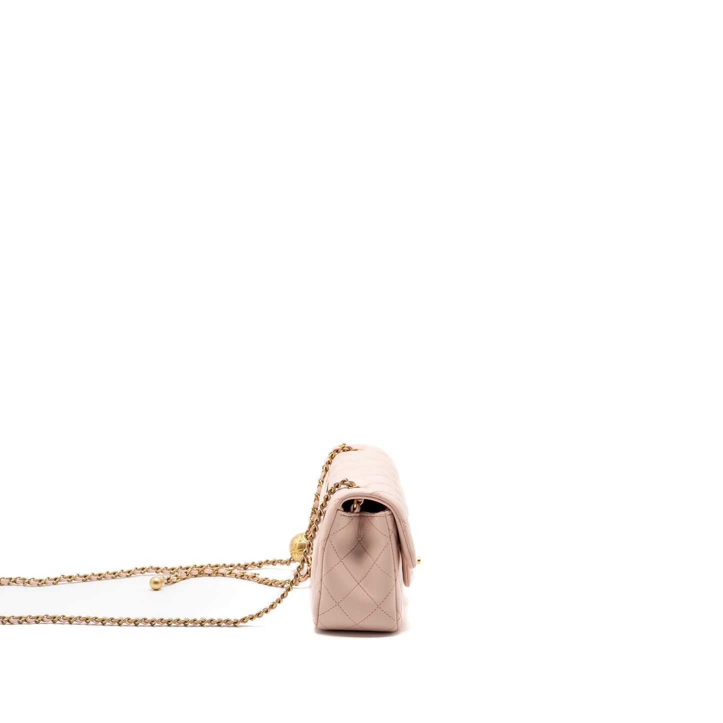 Chanel 23K pearl crush mini rectangular flap bag lambskin light pink  (Microchip)
