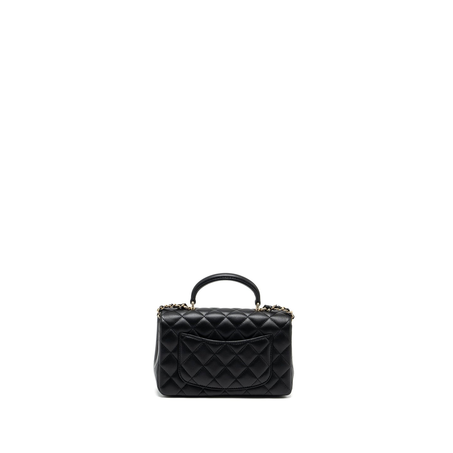 Chanel Top Handle Mini Rectangular Flap Bag Lambskin Black L (Microchip)