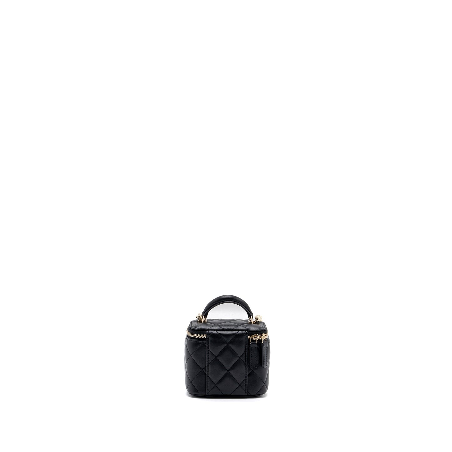 Chanel top handle mini vanity with chain lambskin black L (microchip)