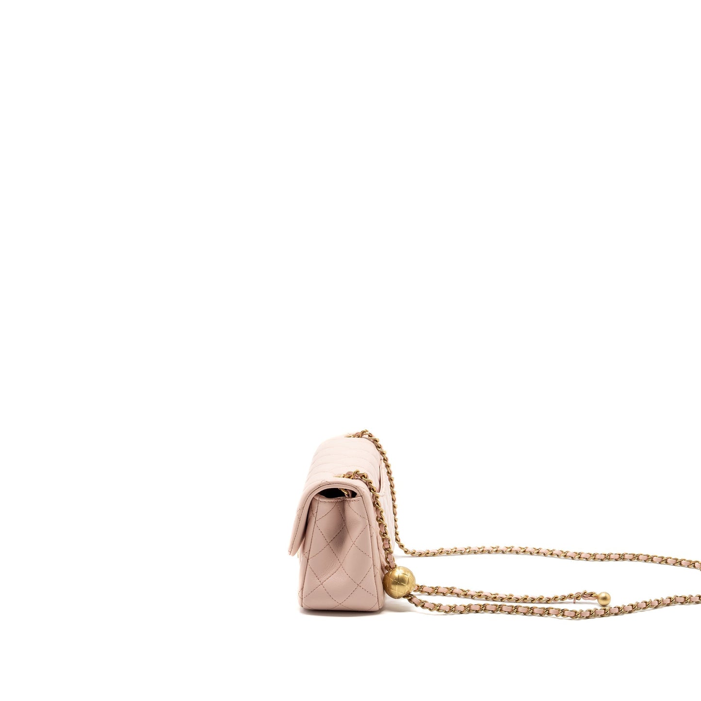 Chanel 23K pearl crush mini rectangular flap bag lambskin light pink  (Microchip)