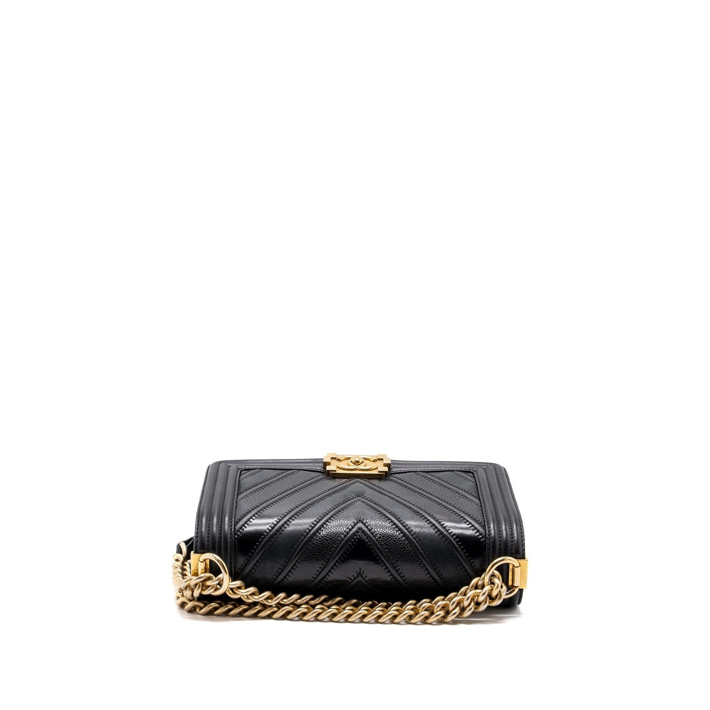 Chanel Medium Boy Bag Chevron Calfskin Black