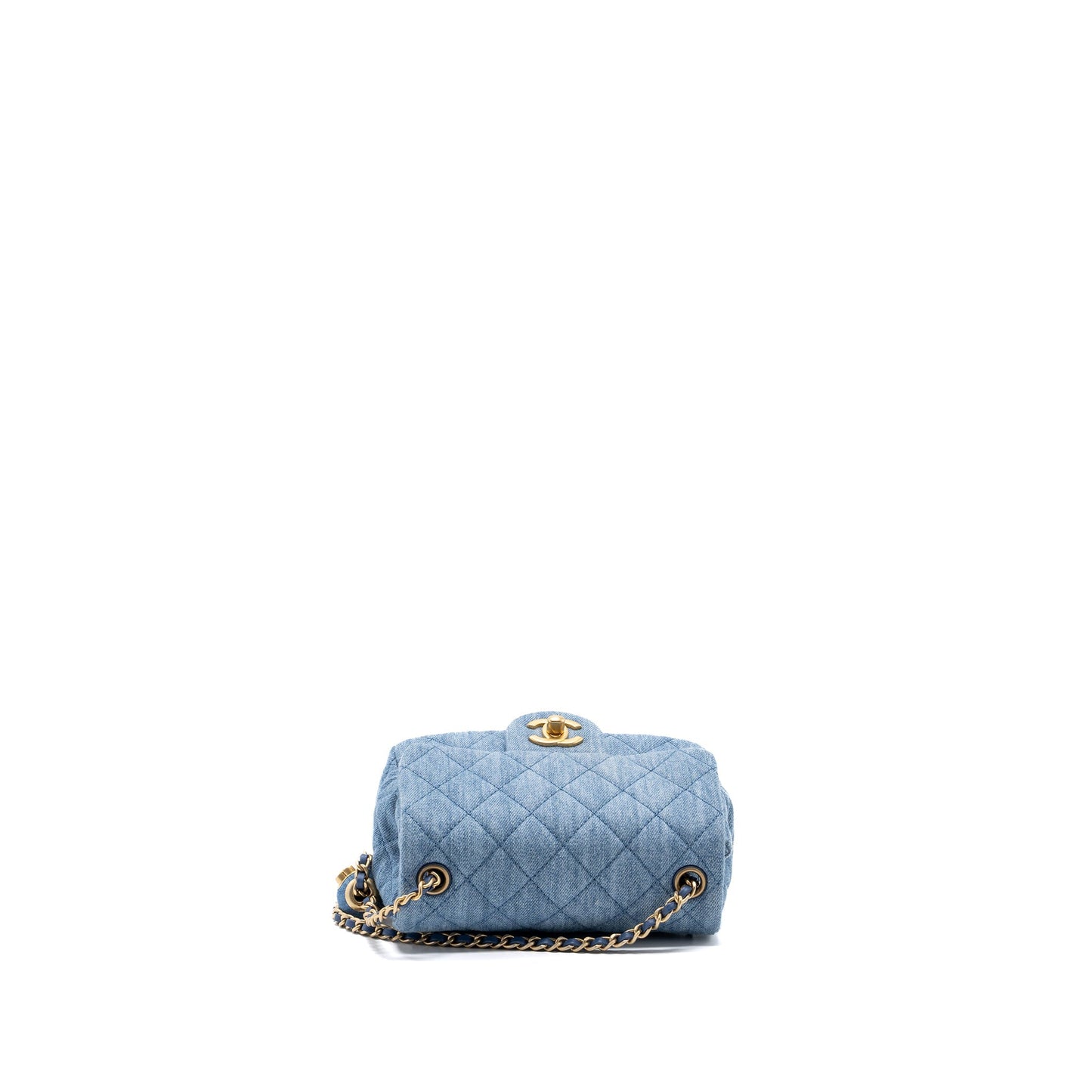Chanel 22c Denim Pearl Crush Mini Square Flap Bag Denim Light blue  (Microchip)