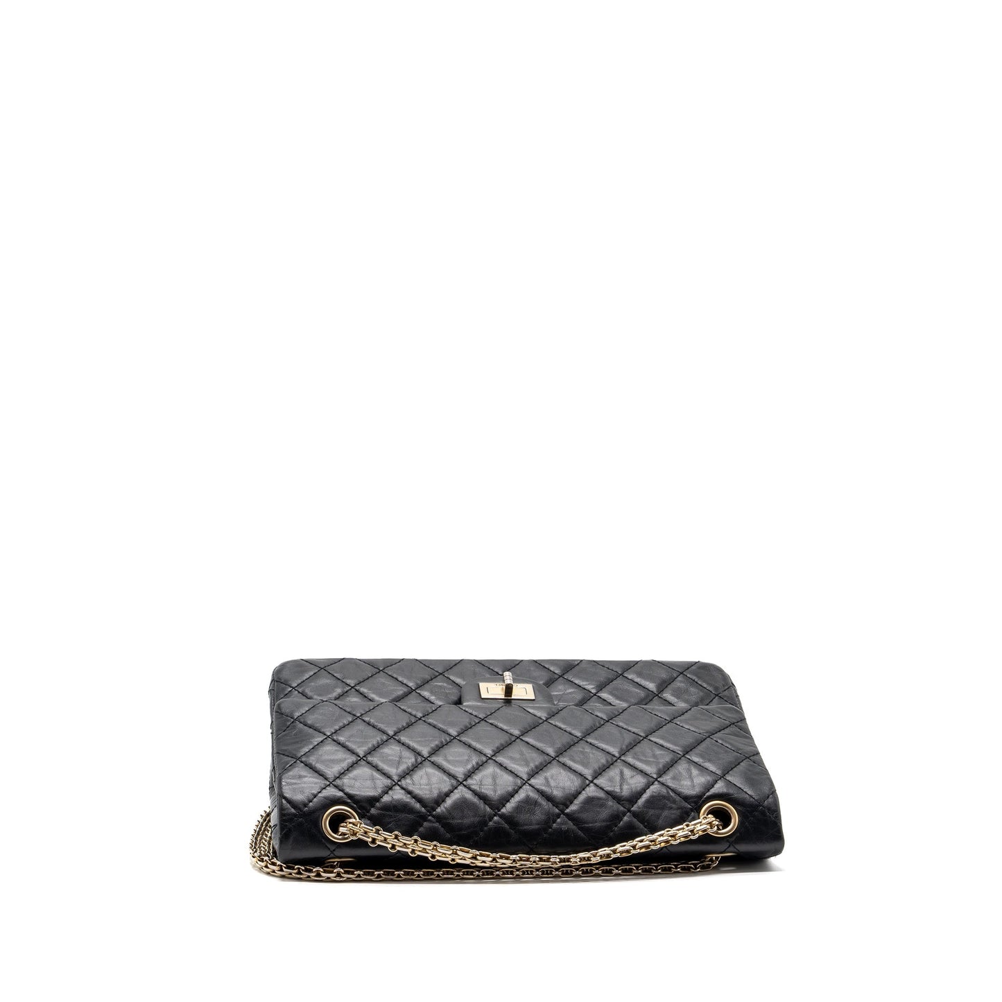 Chanel large 2.55 reissue flap bag aged calfskin black L