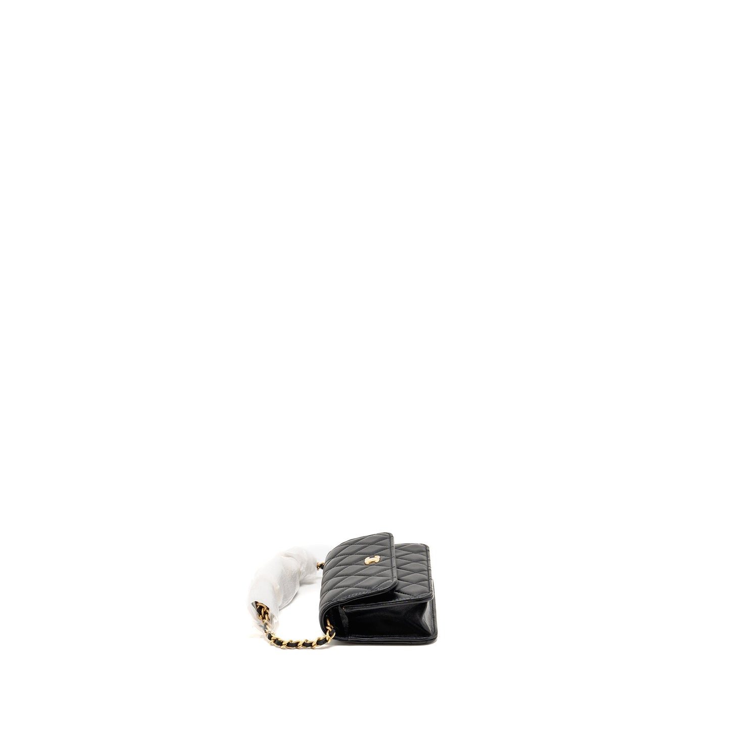 Chanel Pearl Crush Mini Flap Wallet with Chain Lambskin Black  (Microchip)
