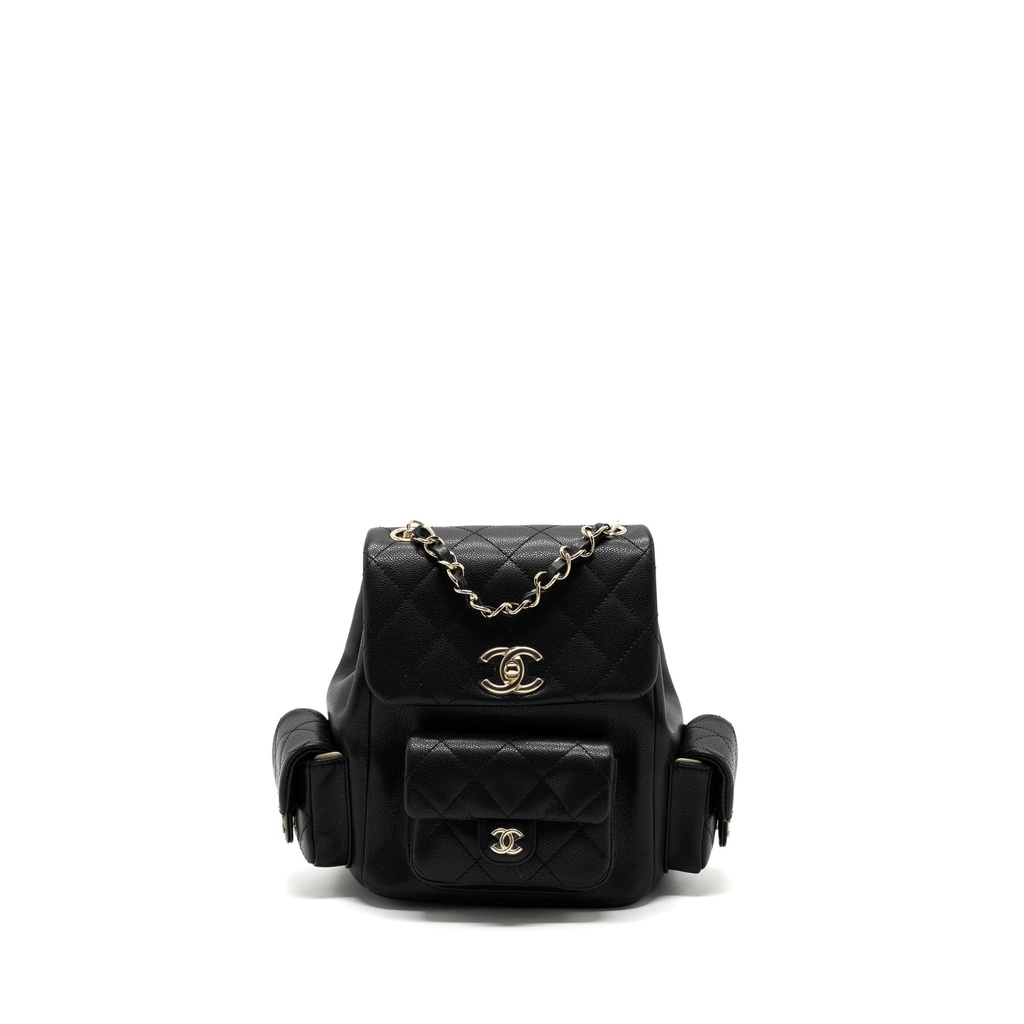 Chanel 23k Triple Pocket Backpack Caviar Black L(Microchip)