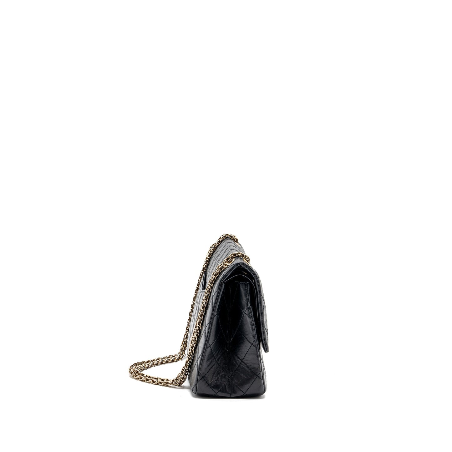 Chanel large 2.55 reissue flap bag aged calfskin black L