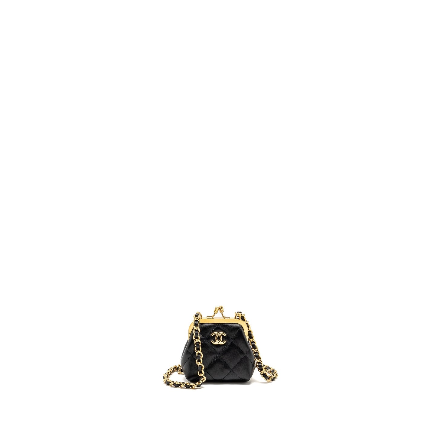 Chanel 23p Mini Coin Purse with Chain Calfskin Black L(microchip)