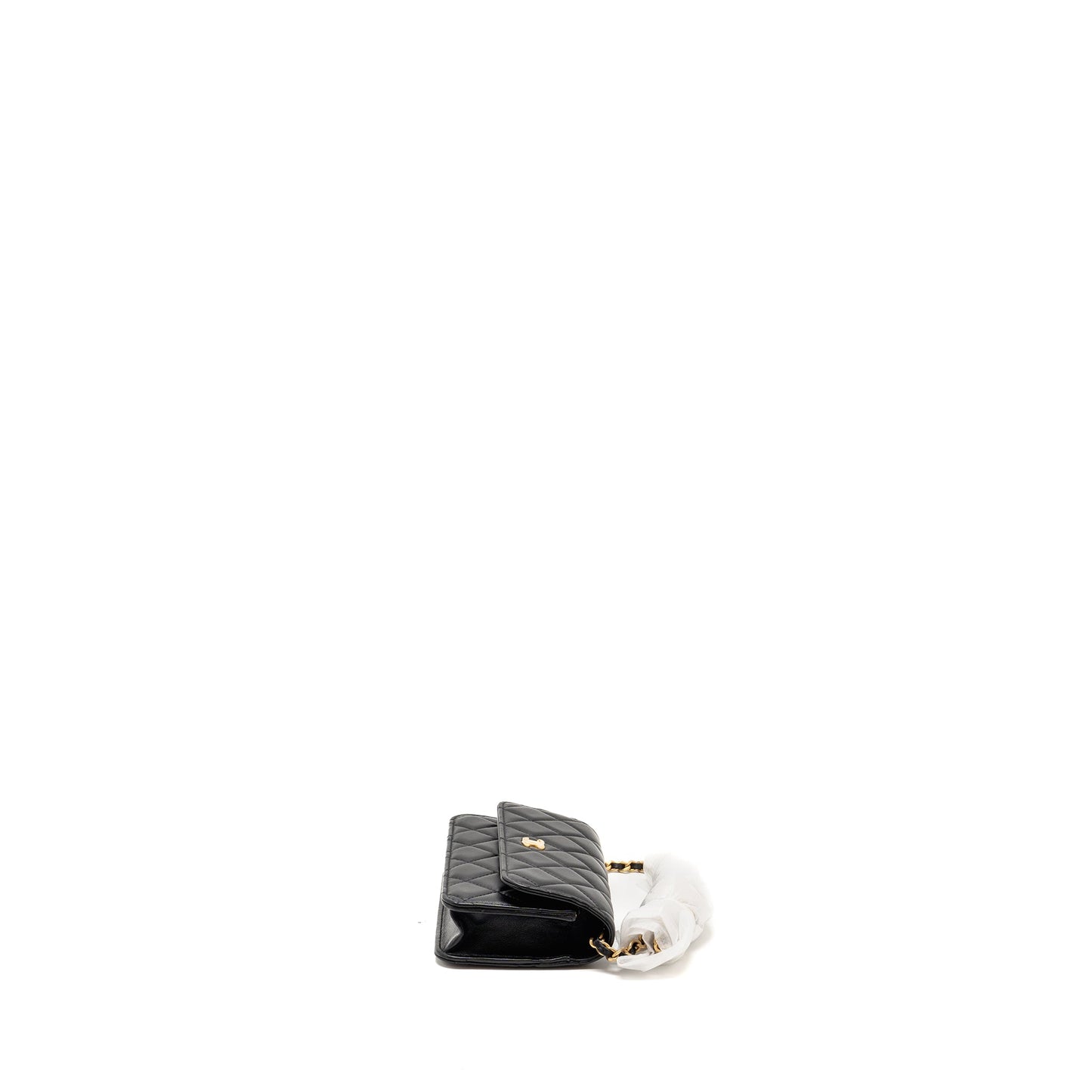 Chanel Pearl Crush Mini Flap Wallet with Chain Lambskin Black  (Microchip)