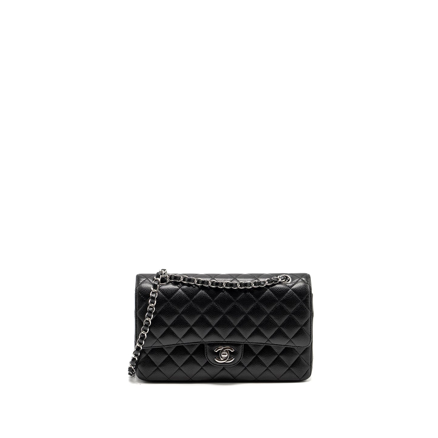 Chanel Medium Classic Double Flap Bag CAVIAR Black  (Microchip)