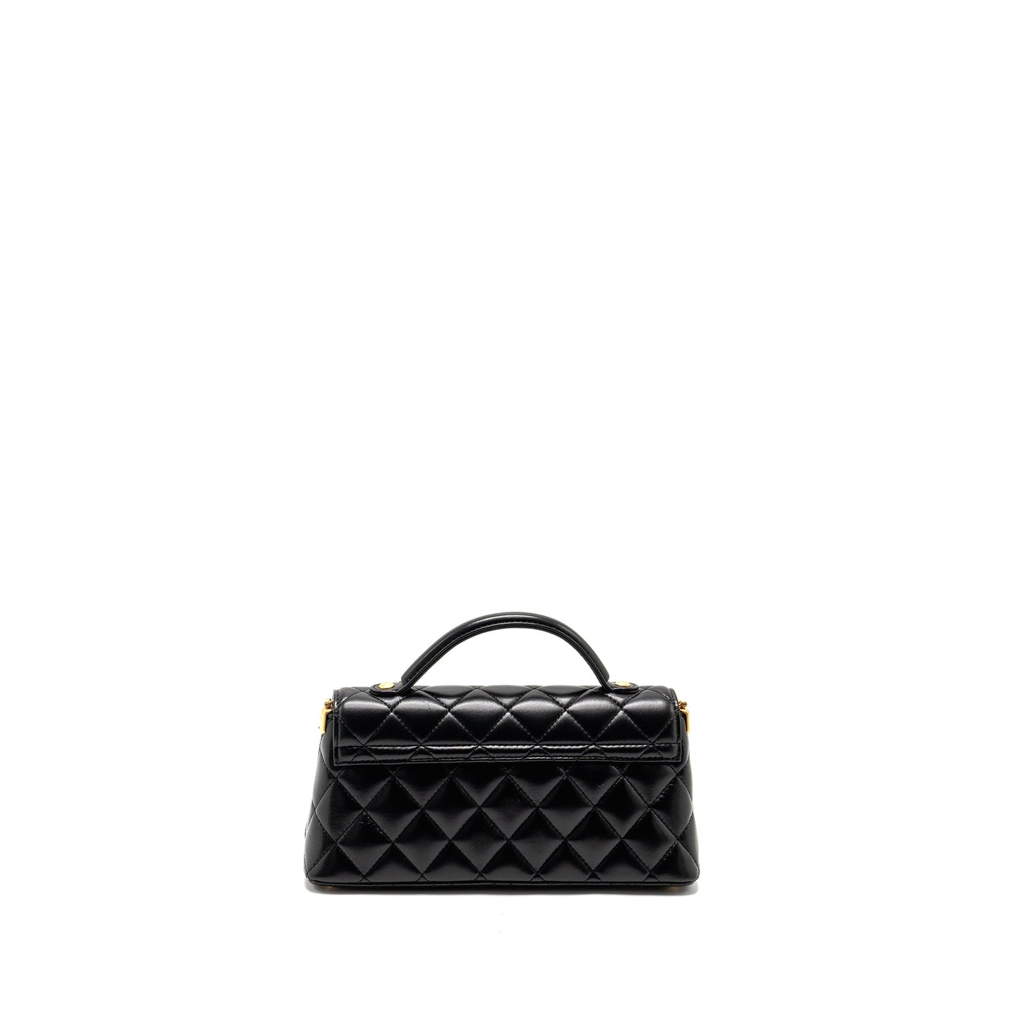Chanel 25p Top Handle Flap Bag Shiny Lambskin Black (microchip)