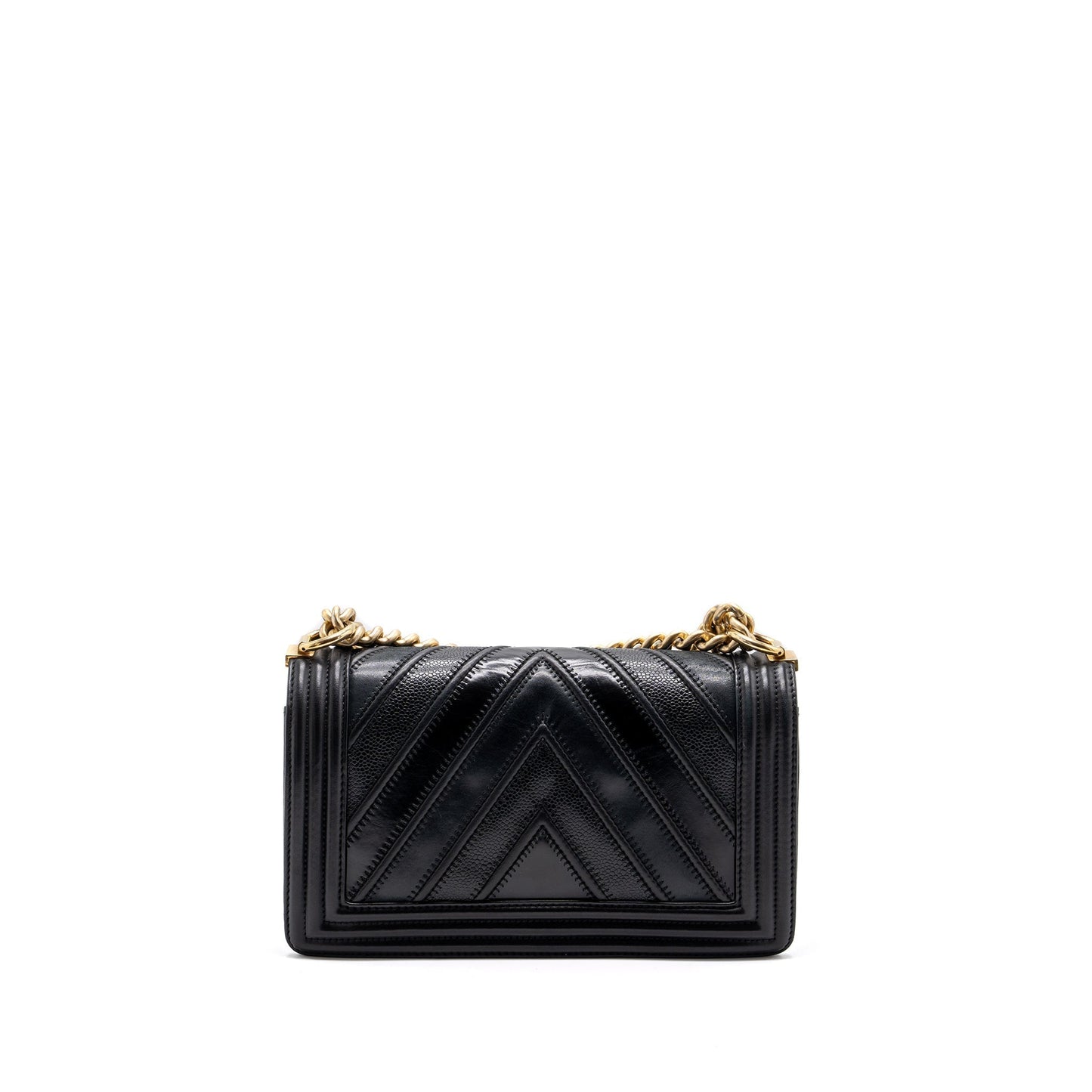 Chanel Medium Boy Bag Chevron Calfskin Black