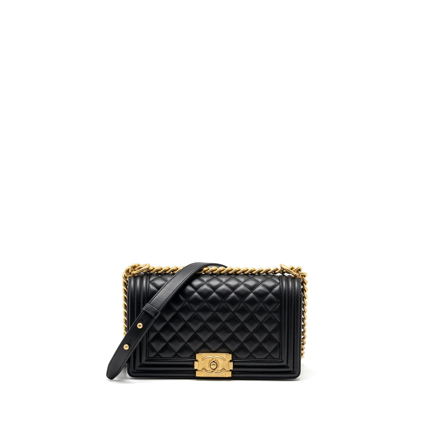 Chanel Medium Boy Bag Smooth Calfskin Black  (Microchip)