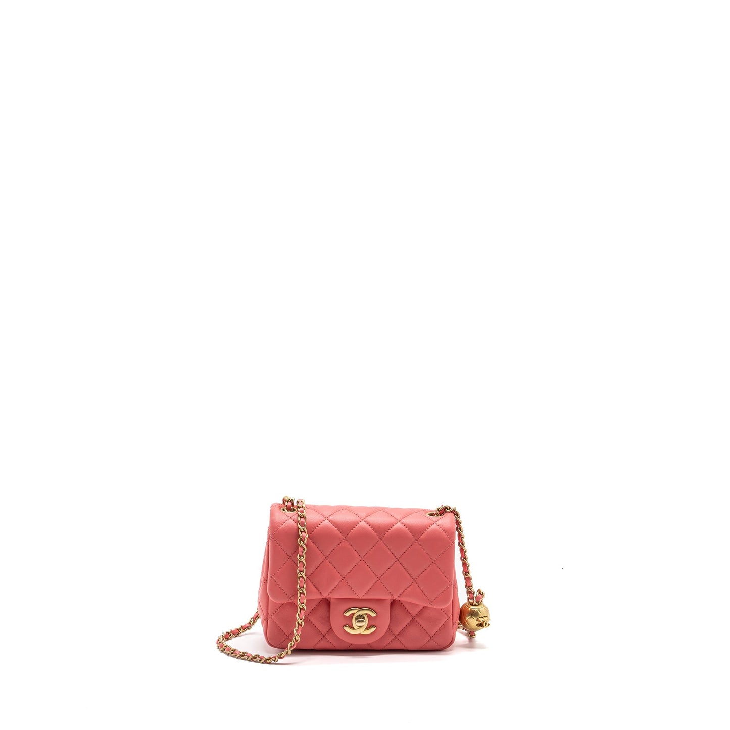 Chanel Pearl Crush Mini Square Flap Bag Lambskin Pink