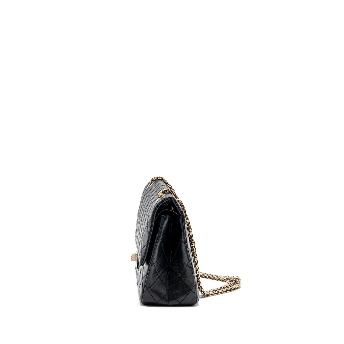 Chanel large 2.55 reissue flap bag aged calfskin black L