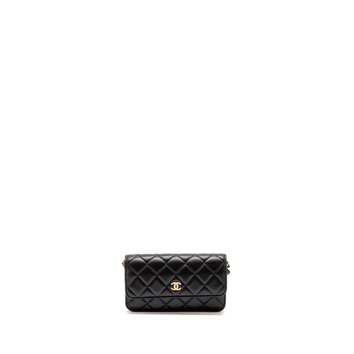 Chanel Pearl Crush Mini Flap Wallet with Chain Lambskin Black  (Microchip)