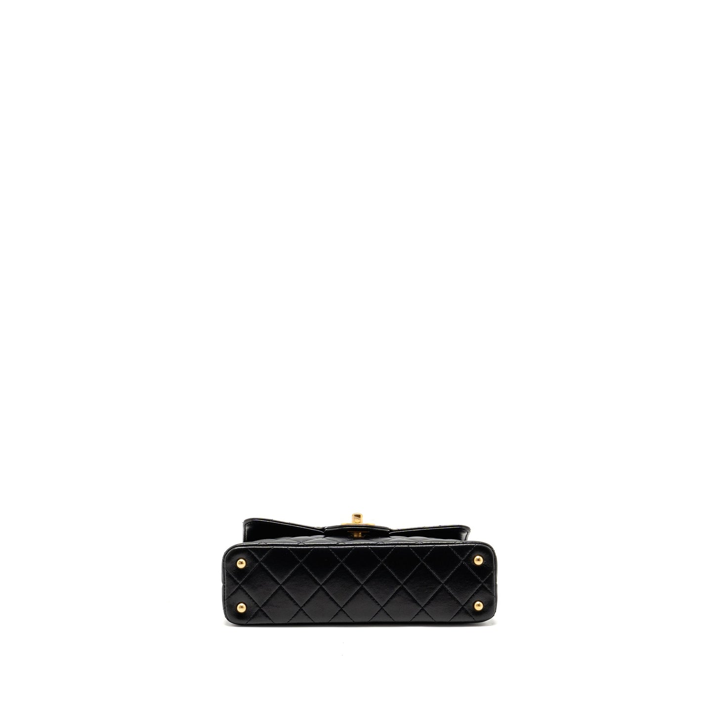 Chanel 25p Top Handle Flap Bag Shiny Lambskin Black (microchip)