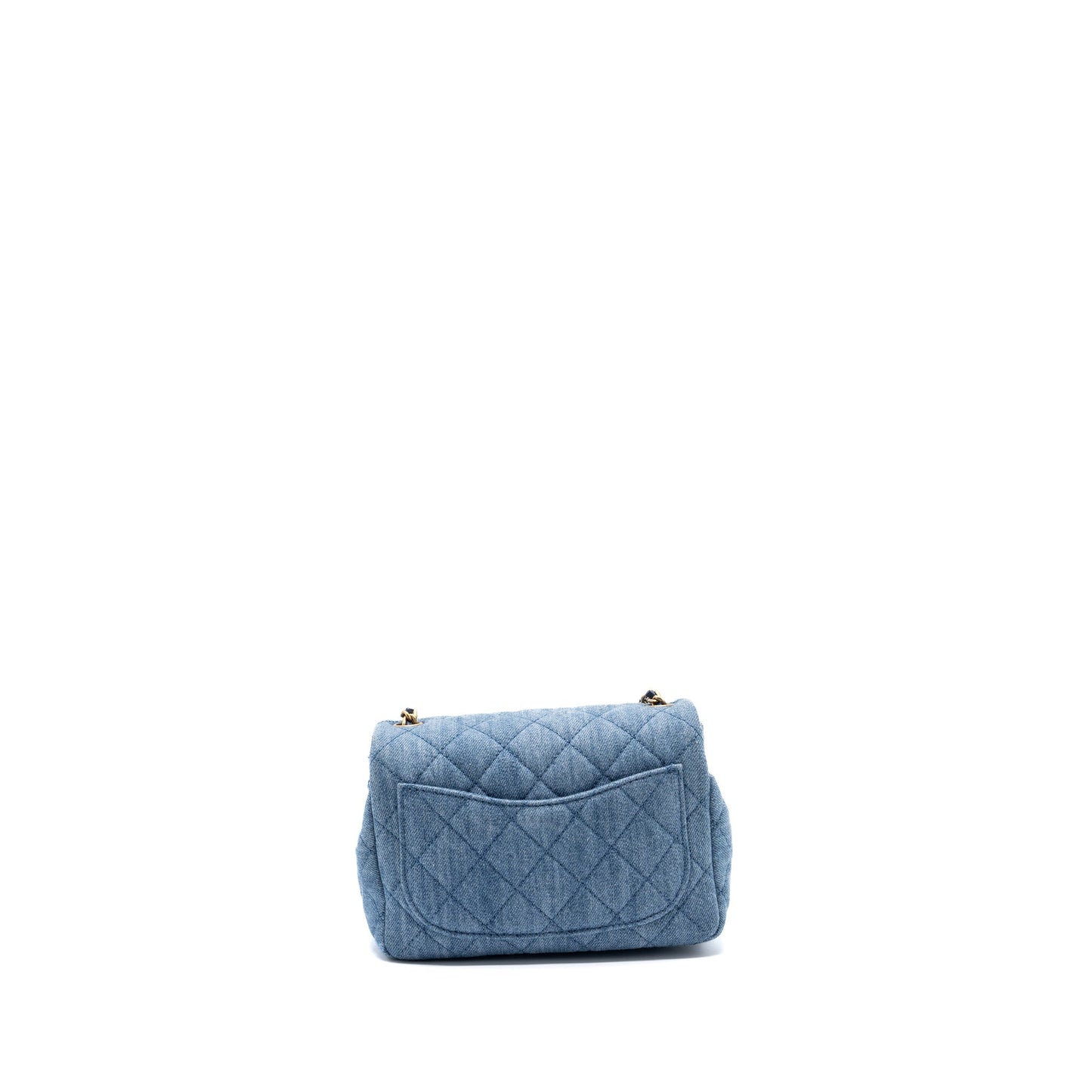 Chanel 22c Denim Pearl Crush Mini Square Flap Bag Denim Light blue  (Microchip)