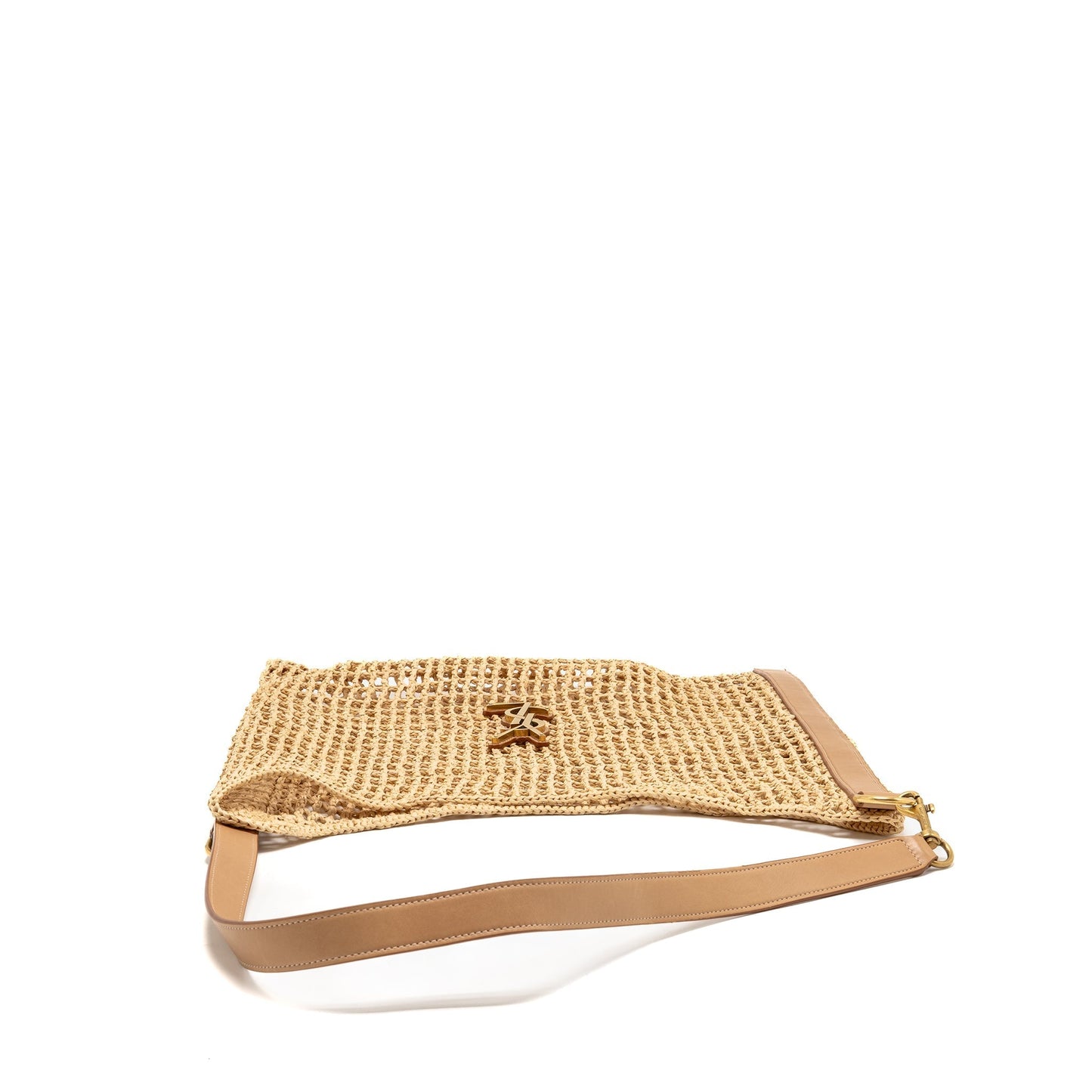 Saint Laurent/ Oxalis Crochet Mini Purse Riffia/Leather Beige