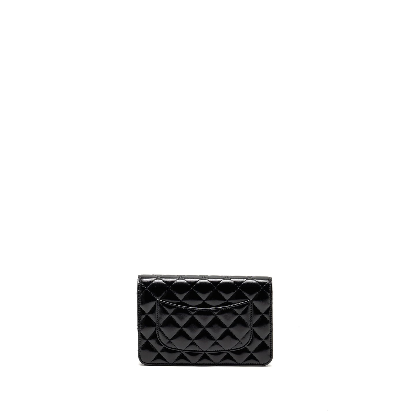 Chanel Wallet on CC Detailed Chain Shiny Lambskin Black  (Microchip)