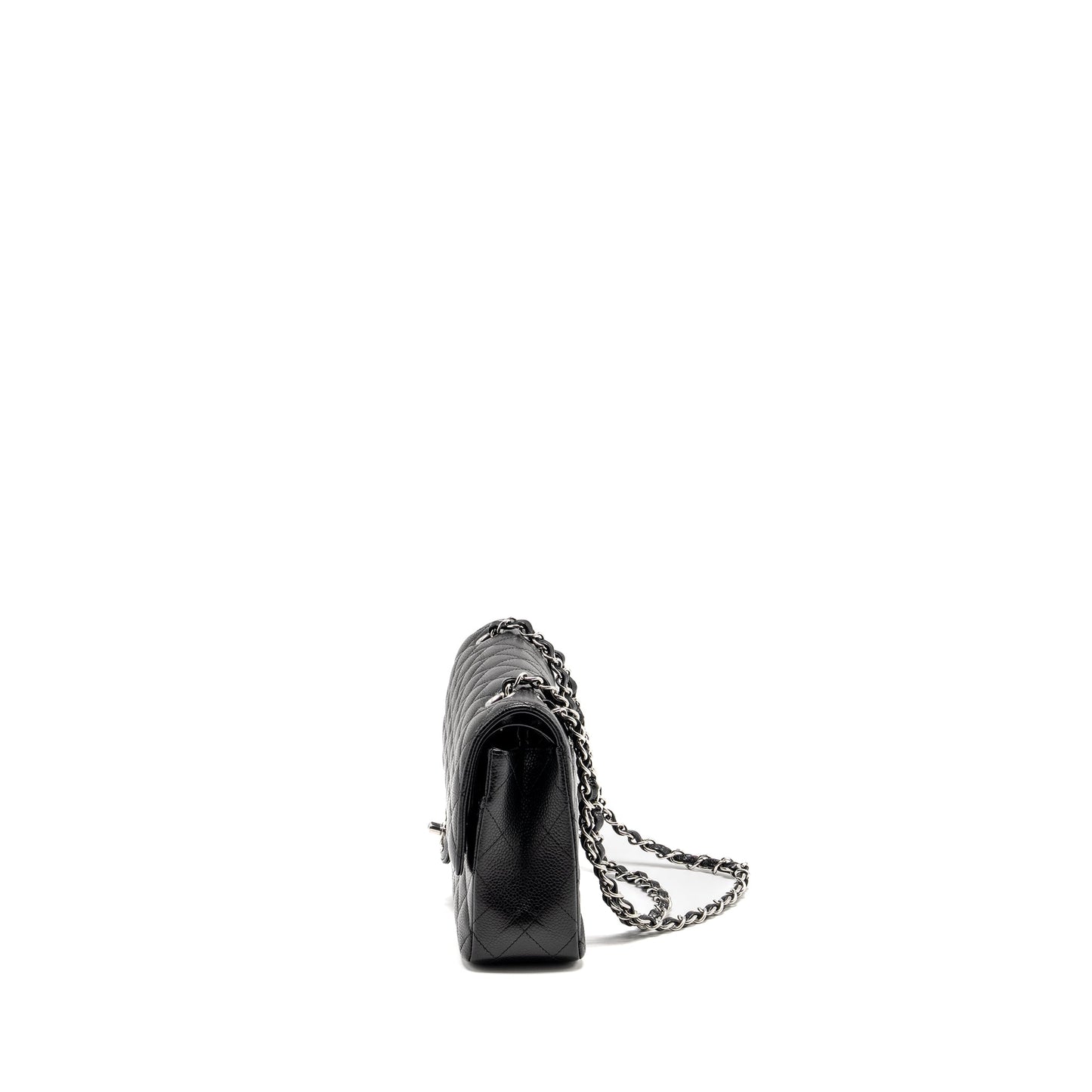 Chanel Medium Classic Double Flap Bag CAVIAR Black  (Microchip)