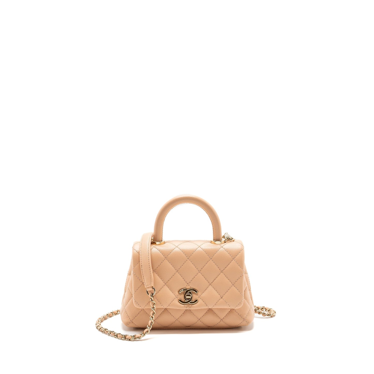 Chanel Mini Coco Handle Caviar Beige L