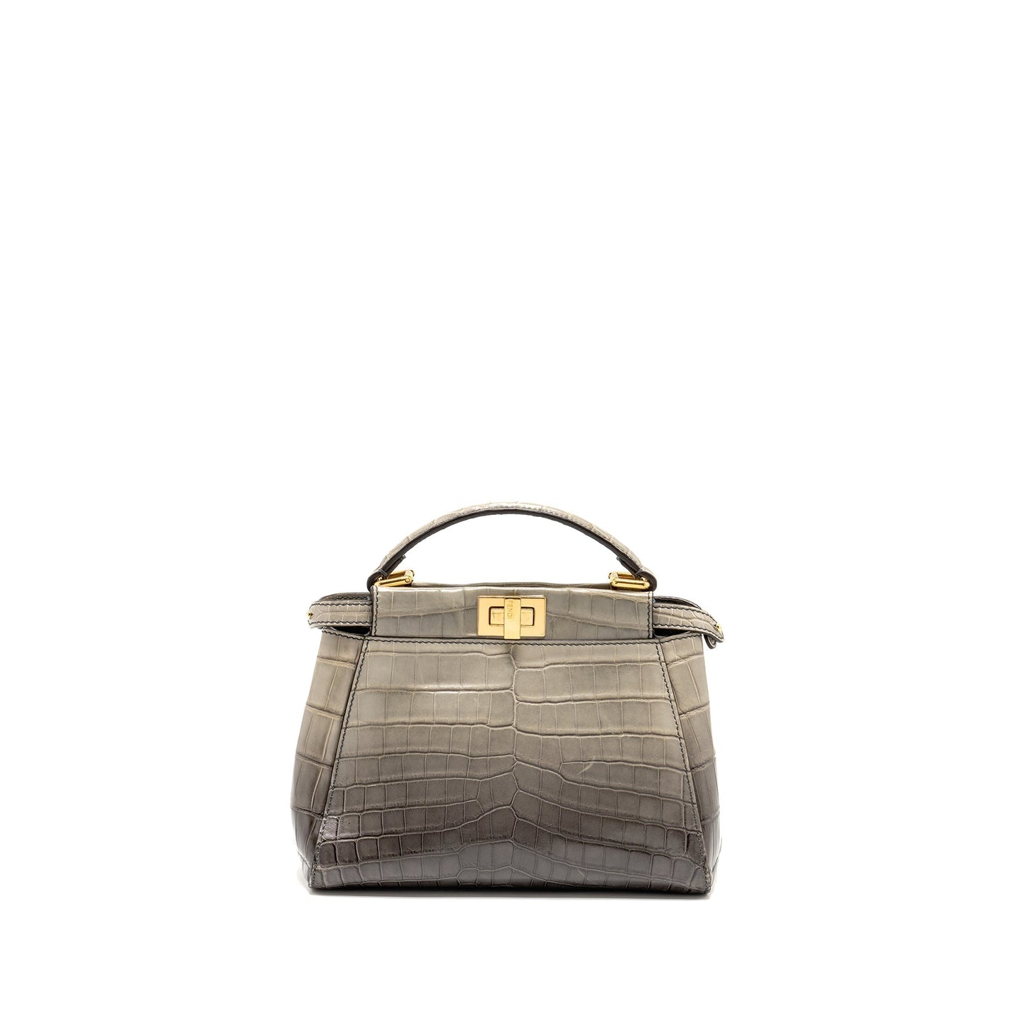 Fendi Mini Peekaboo Purse Crocodile Grey