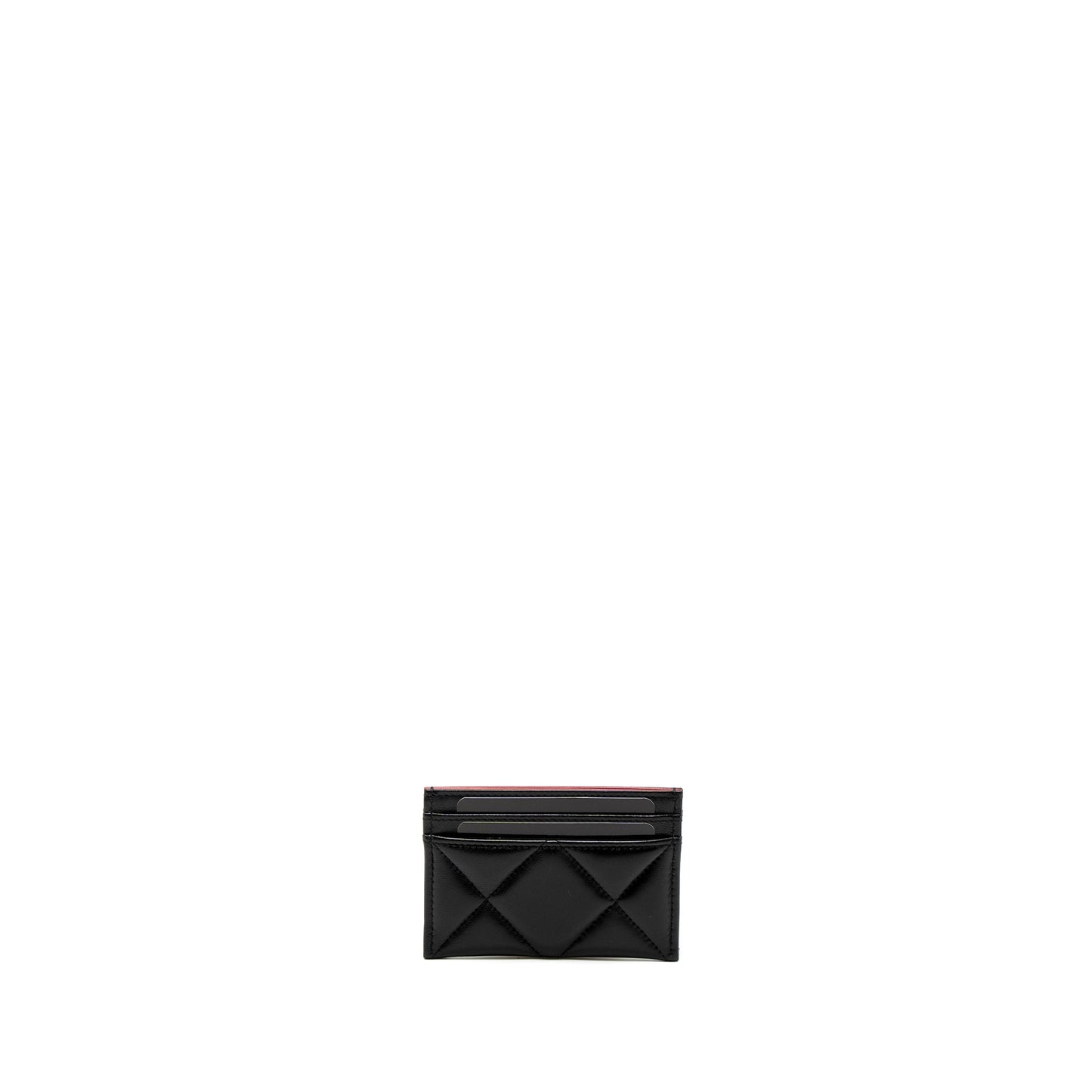 Chanel 19 Card Holder Lambskin Black/Pink  (Microchip)
