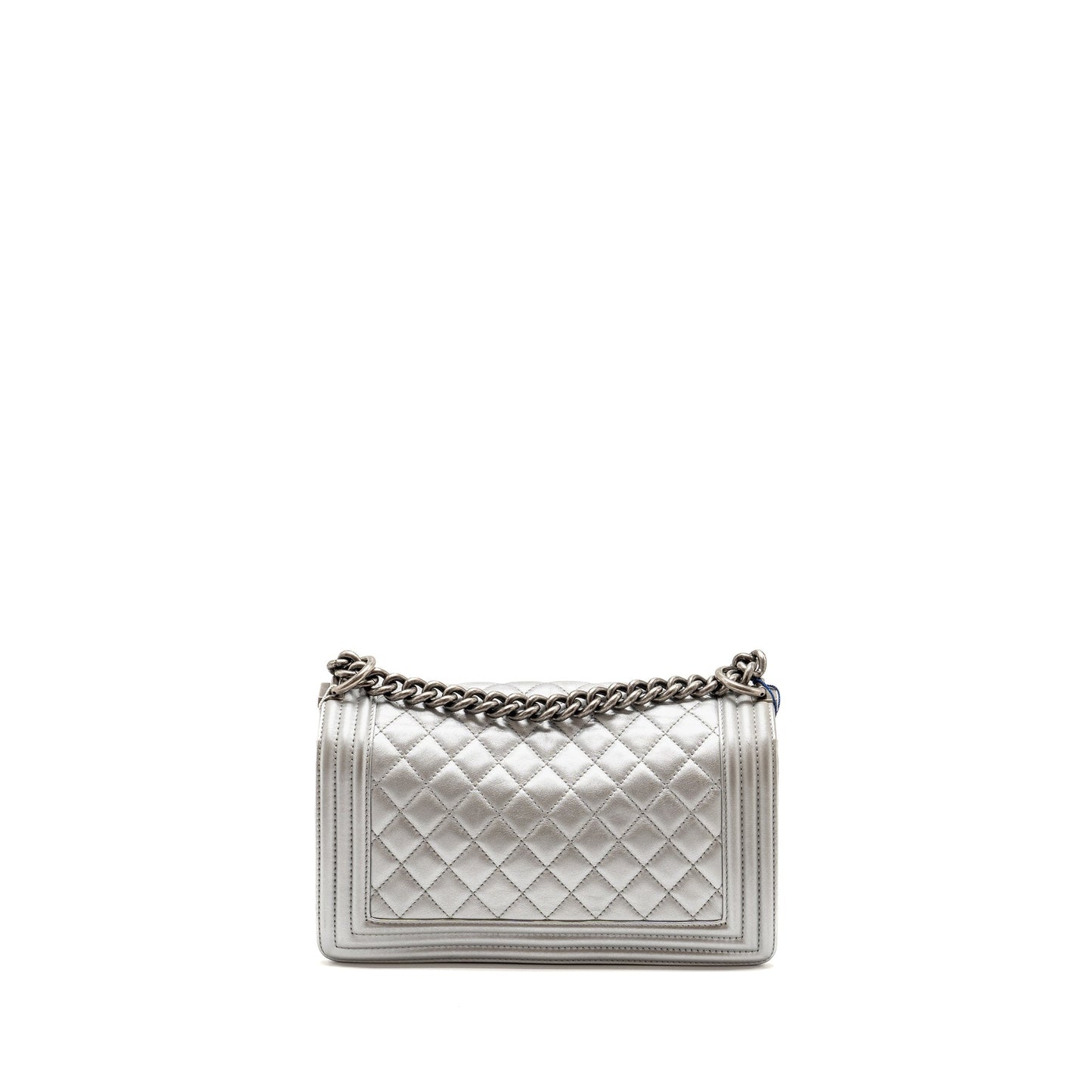 Chanel Medium Boy Bag Lambskin Silver