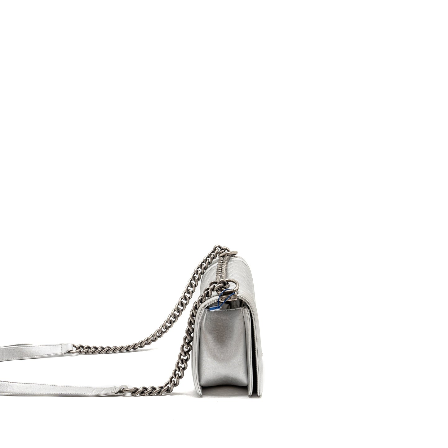 Chanel Medium Boy Bag Lambskin Silver