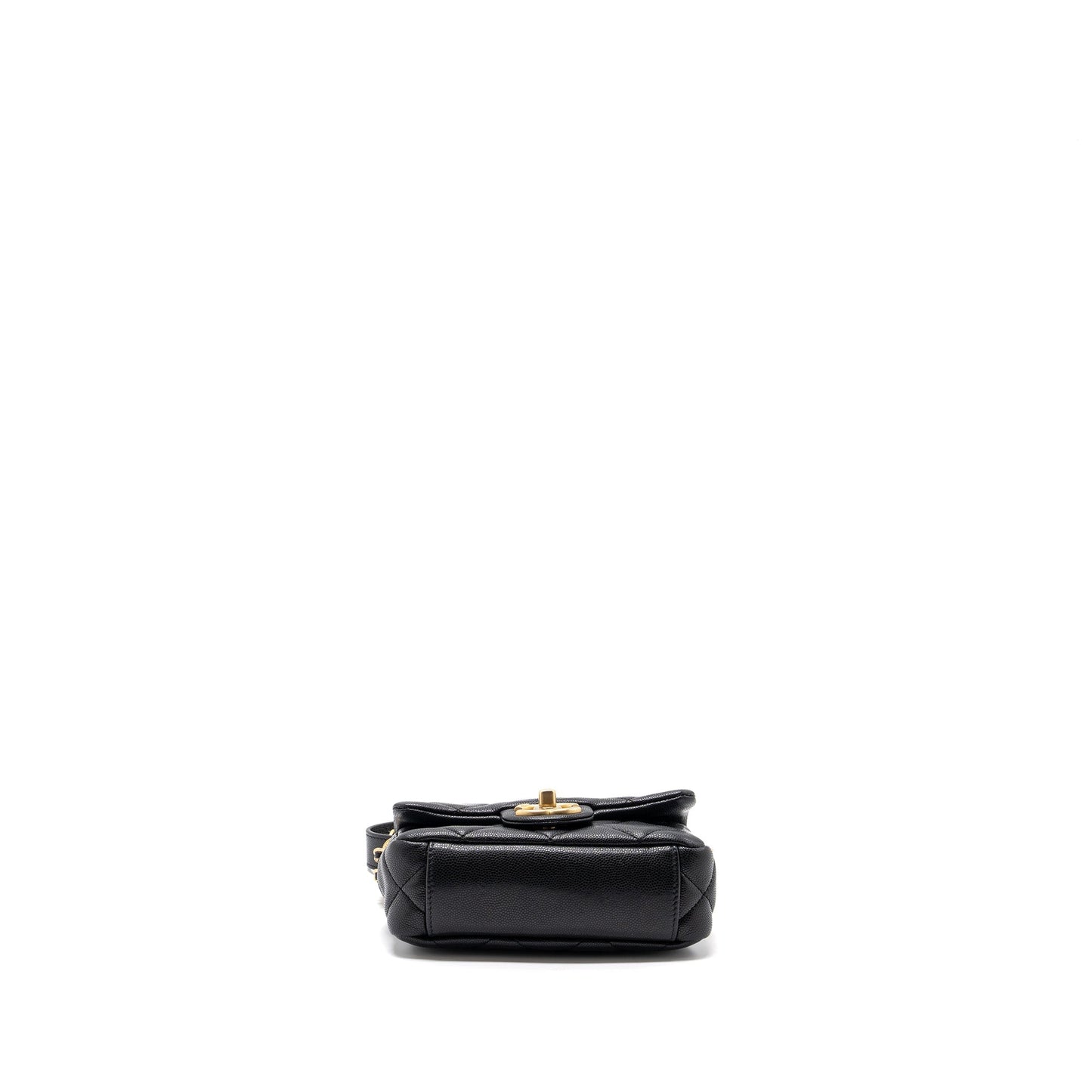 CHANEL Mini twist your button square flap bag caviar BLACK