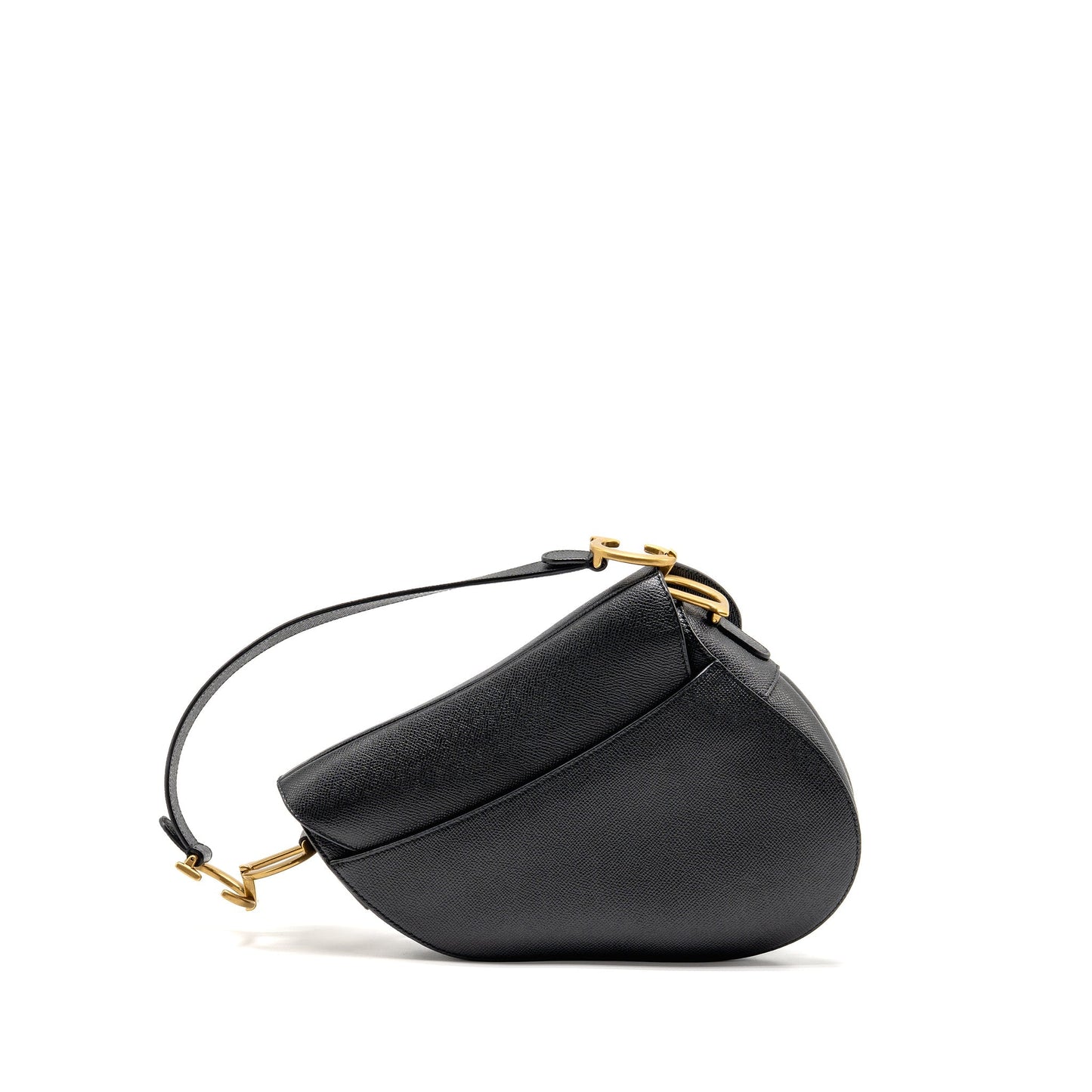 Dior Saddle Purse with Strap Grained Calfskin Black