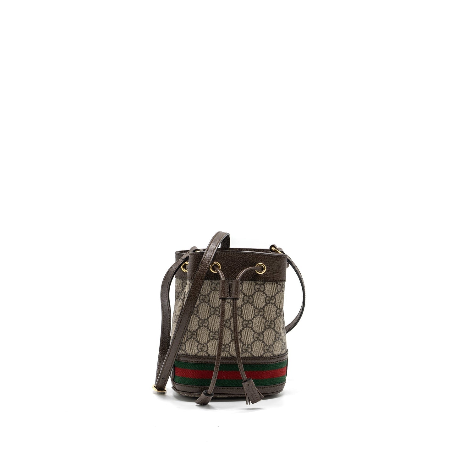 Gucci Ophidia Mini GG Bucket Bag Beige / Ebony GG Supreme Canvas