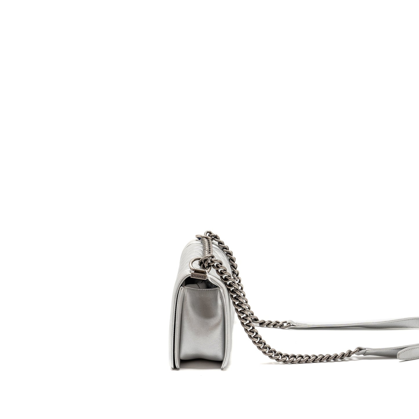 Chanel Medium Boy Bag Lambskin Silver