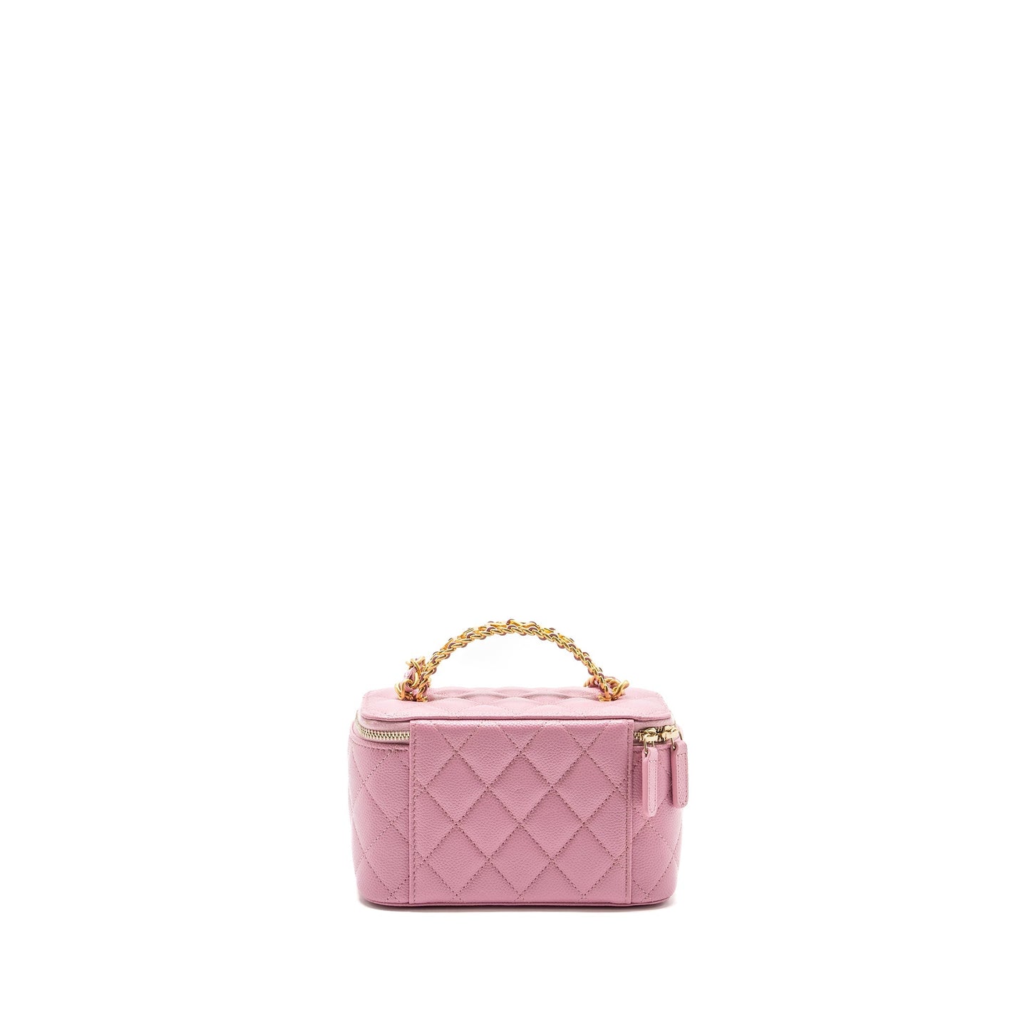 Chanel Letter Top Handle Long Vanity With Chain Caviar Pink