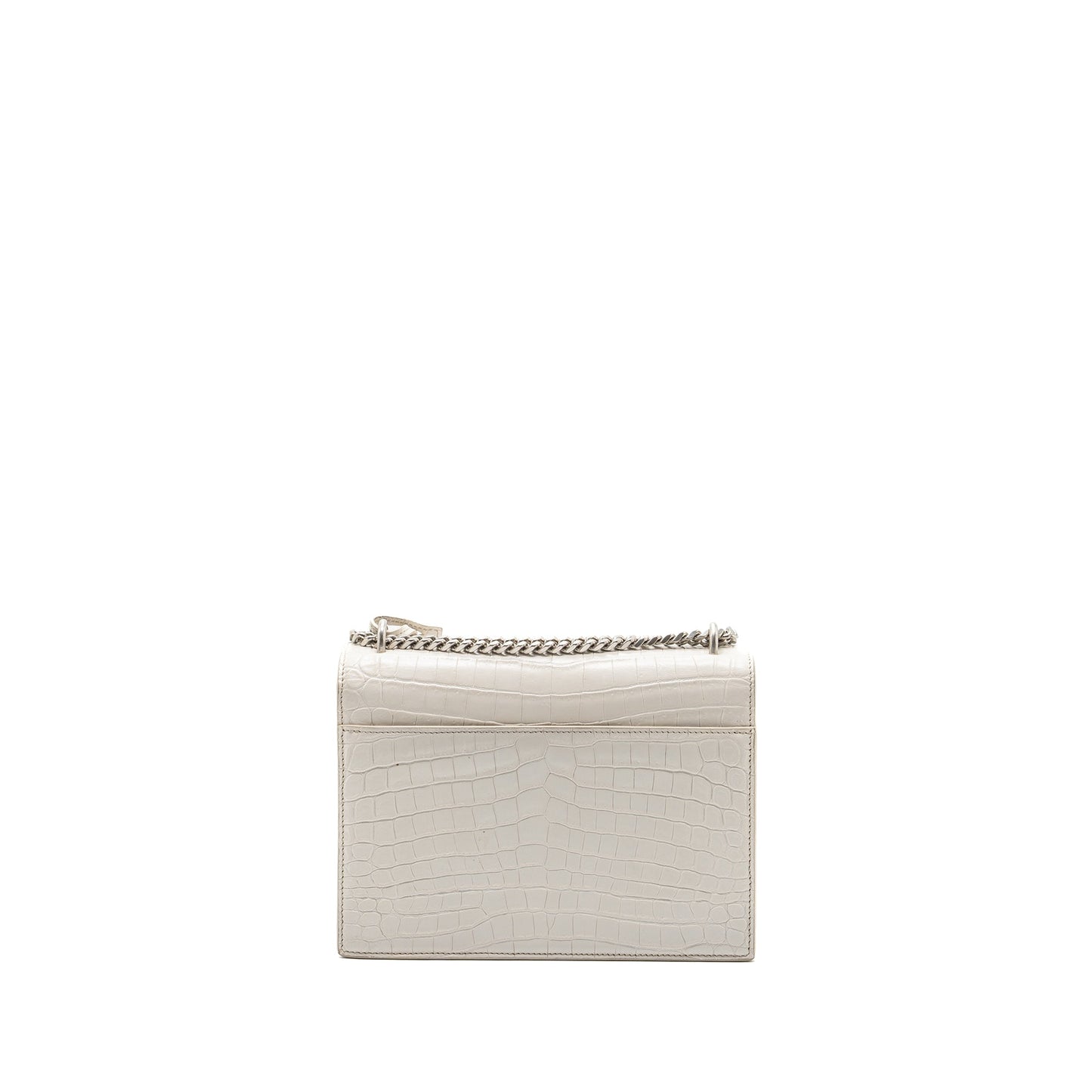 Saint Laurent/ Sunset Purse Crocodile embossed White