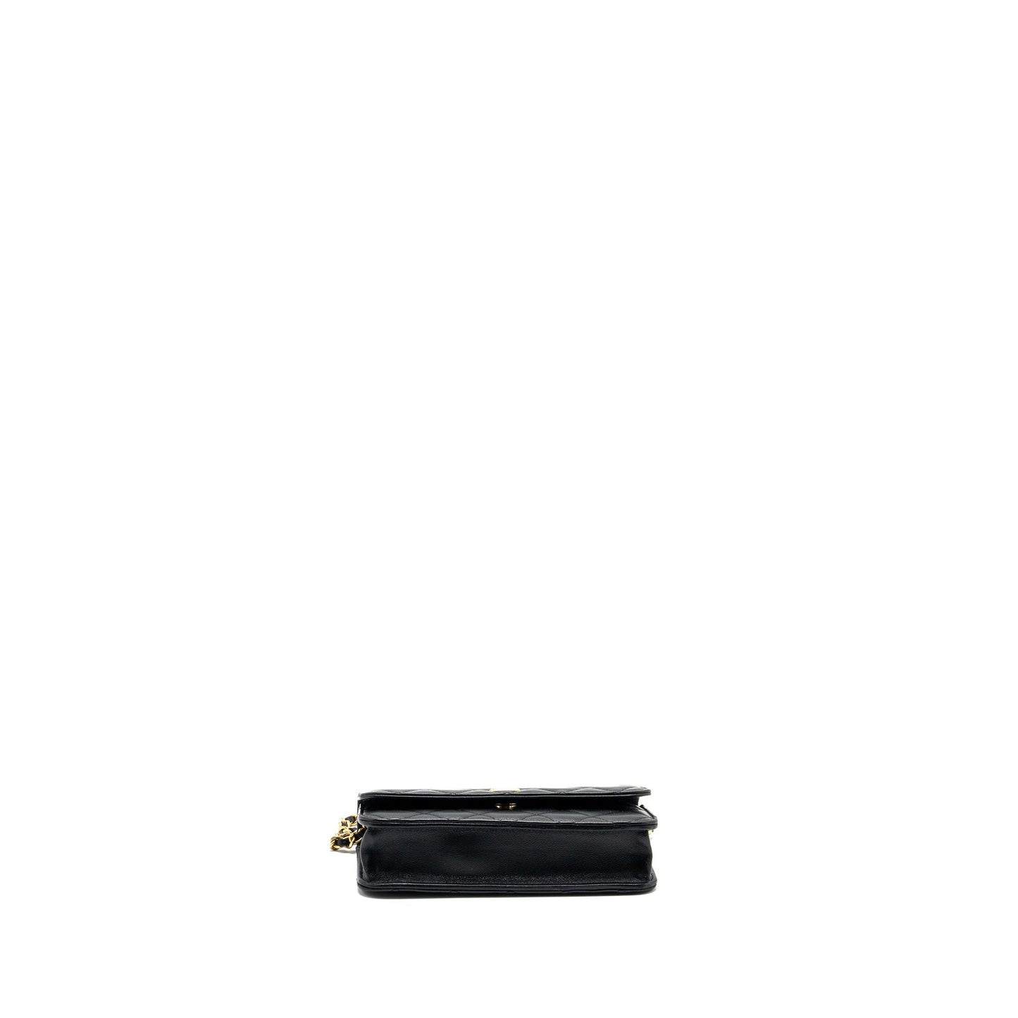 Chanel Pearl Crush mini flap wallet with chain lambskin black  (microchip)
