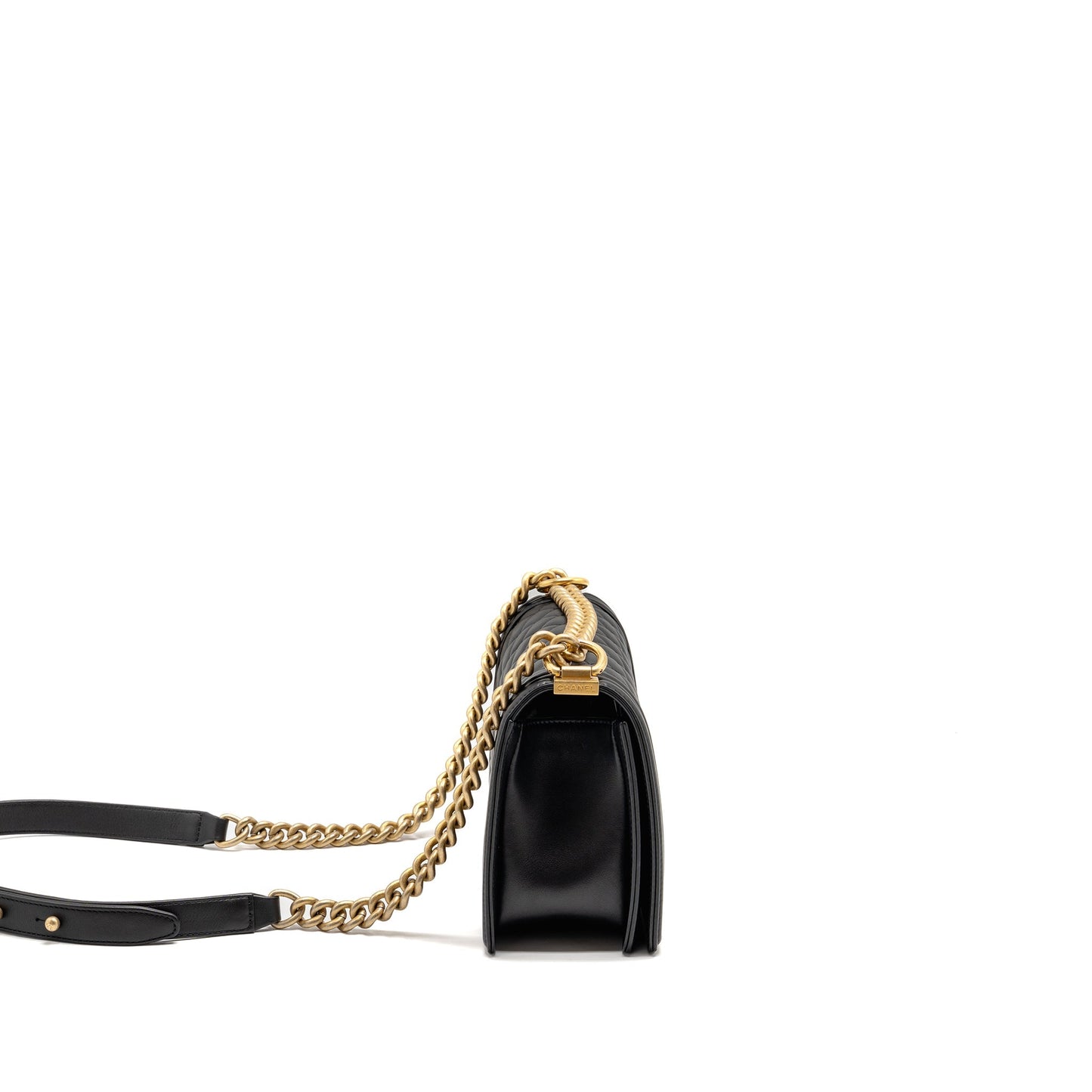 Chanel Medium boy Bag Calfskin Black  (microchip)