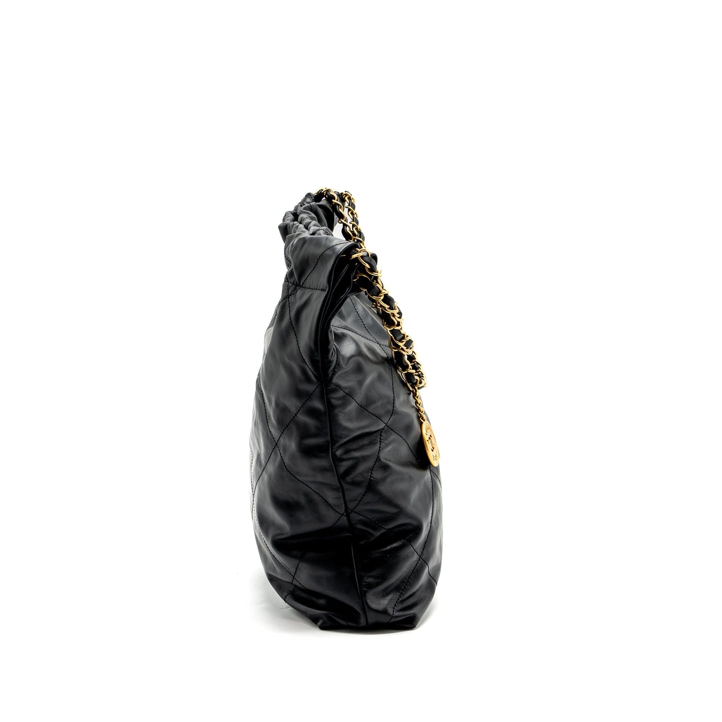 Chanel medium 22 bag calfskin black  (microchip)