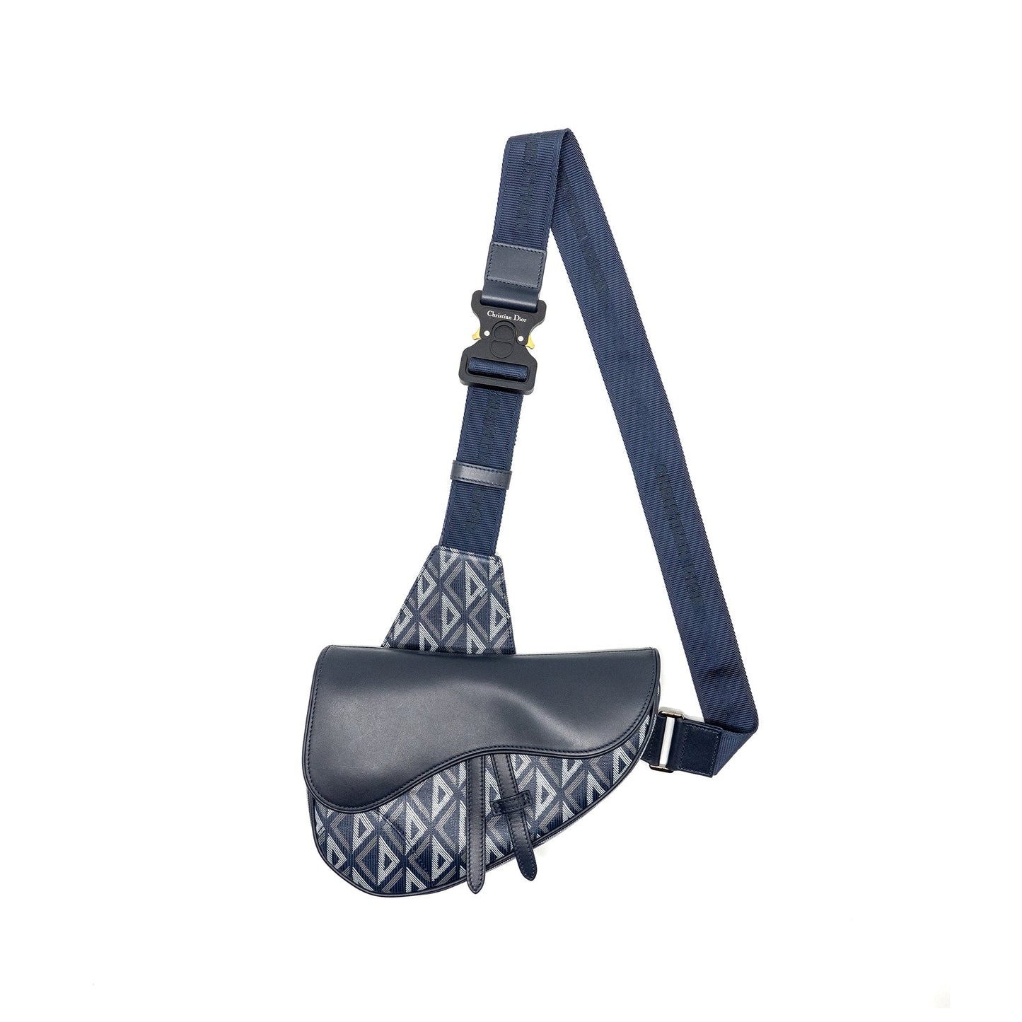 Dior Homme Saddle Purse Diamond Canvas/Smooth Calfskin Navy Blue