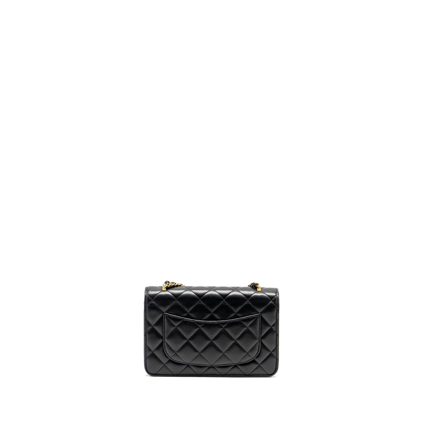 CHANEL 23A Lion Charms Wallet On Chain Lambskin Black  (microchip)