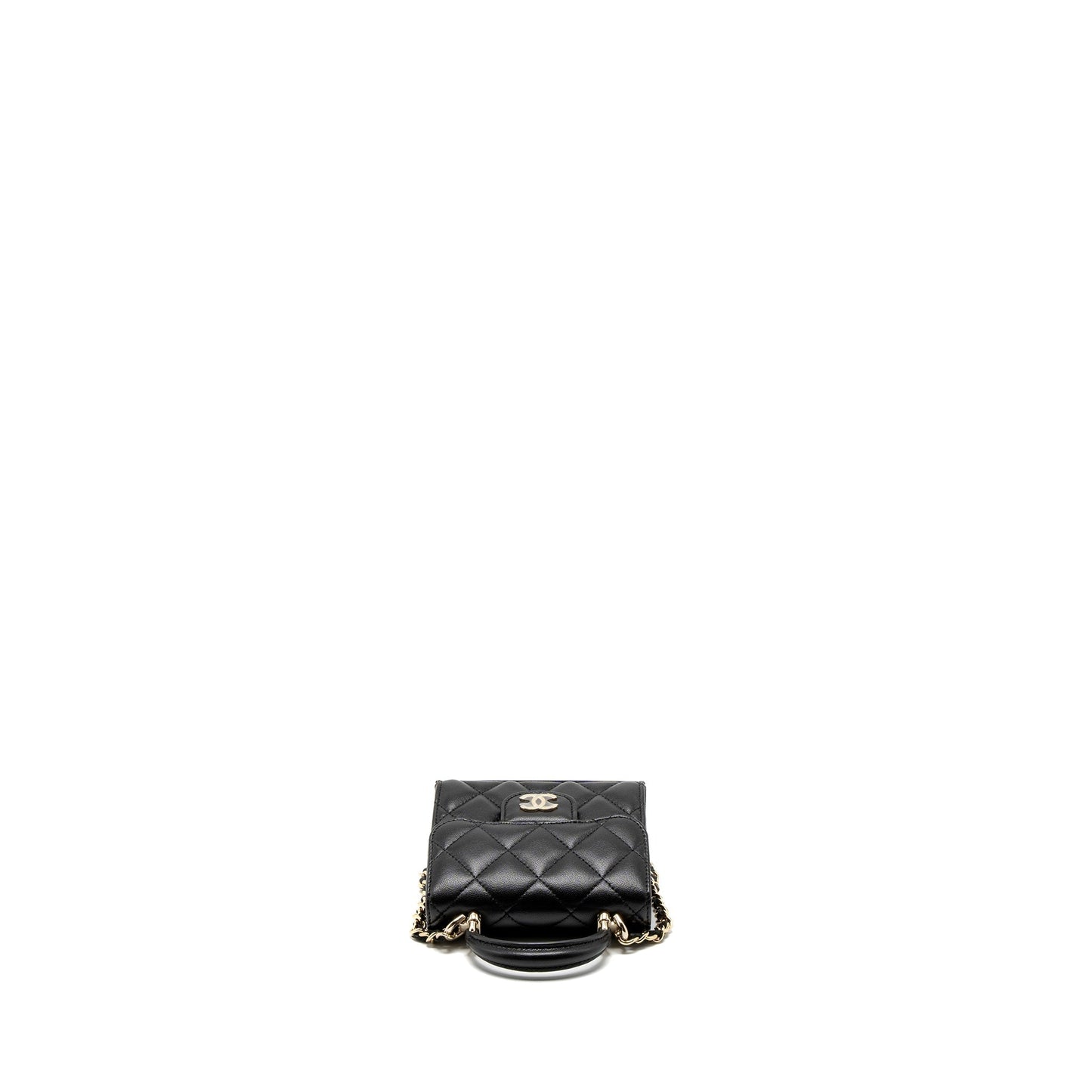 Chanel Top Handle Mini Flap Bag Lambskin Black L (Microchip)
