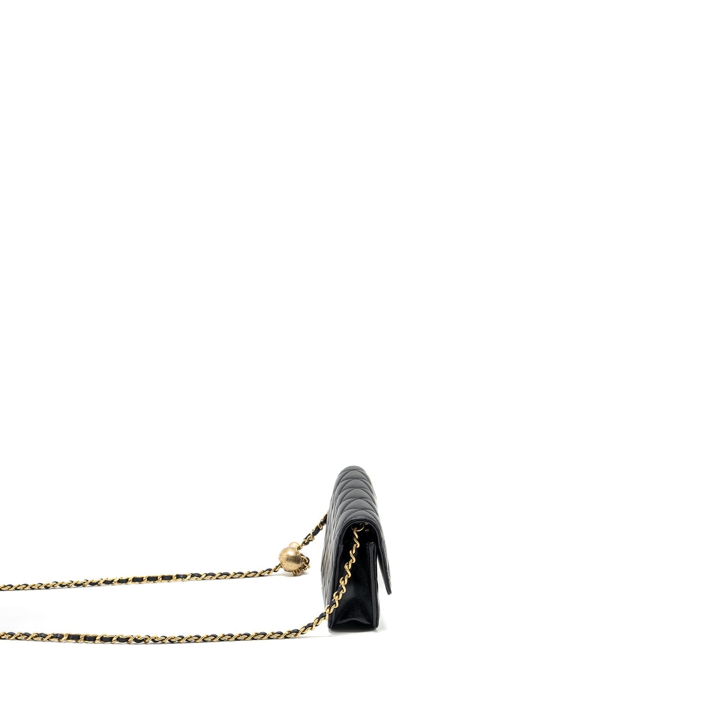 Chanel Pearl Crush mini flap wallet with chain lambskin black  (microchip)