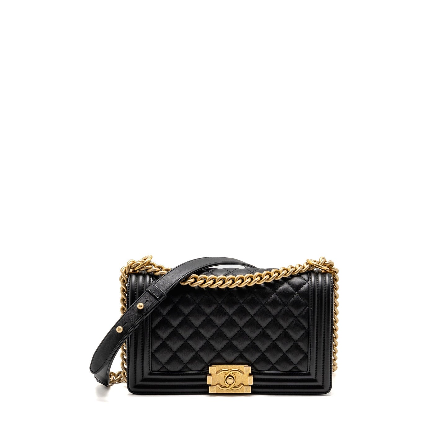 Chanel Medium boy Bag Calfskin Black  (microchip)