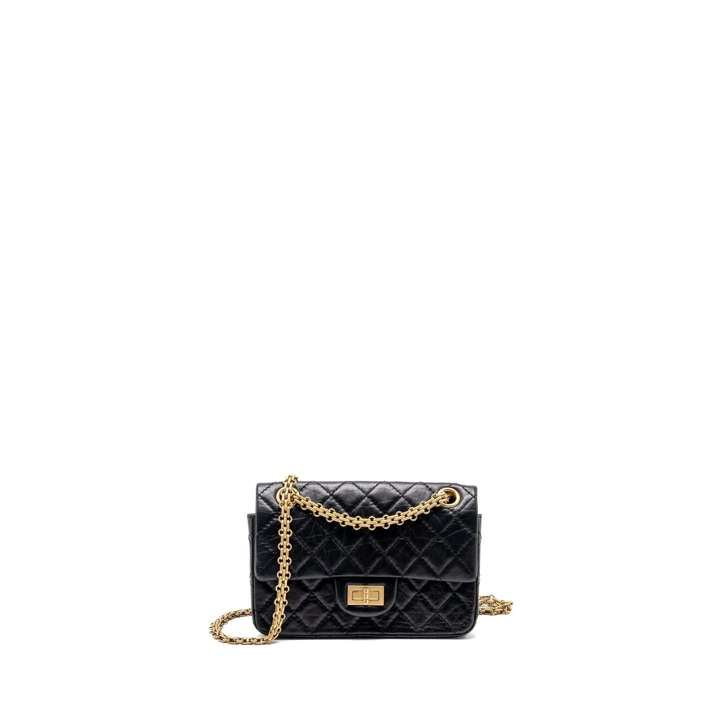 Chanel mini 2.55 reissue flap bag aged calfskin black