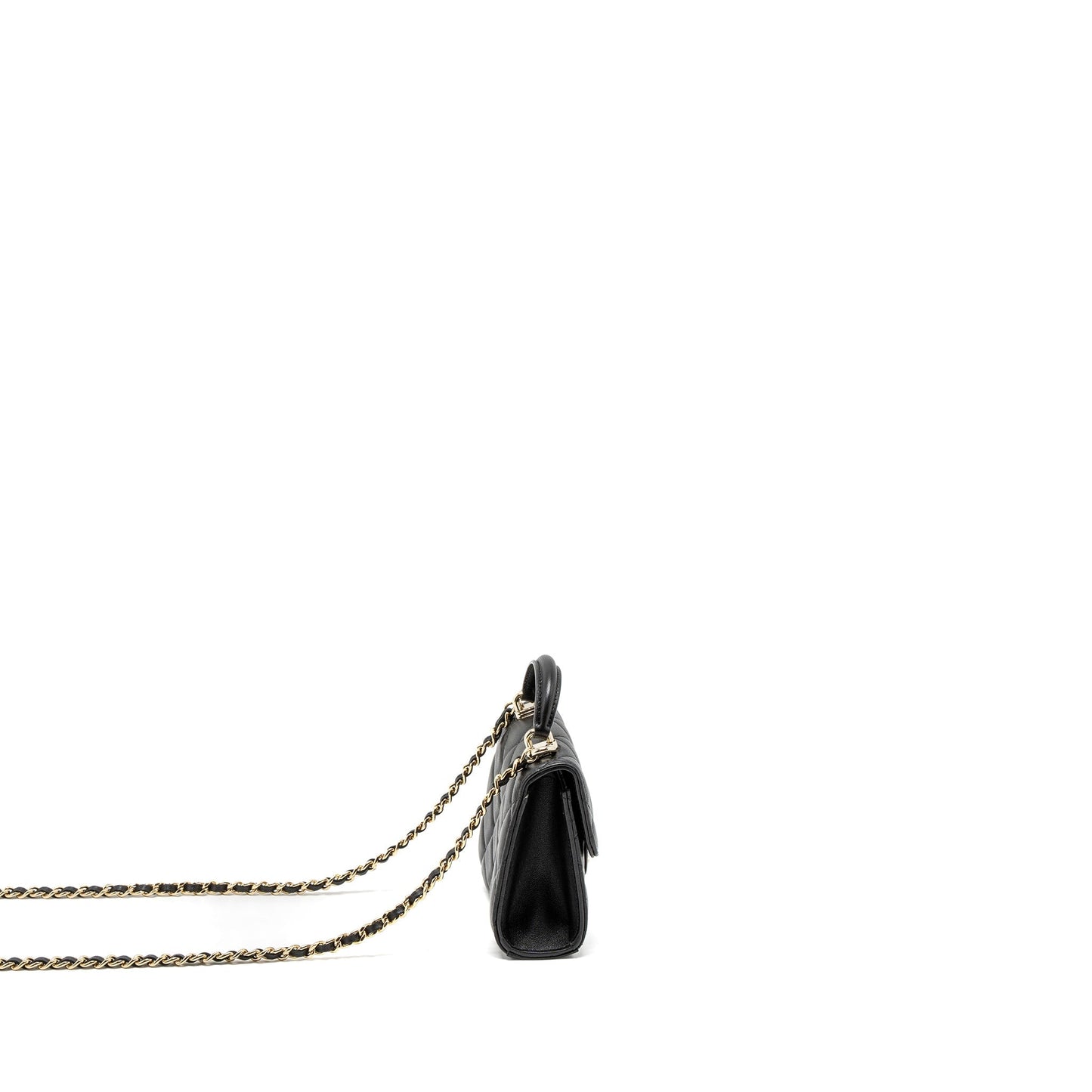 Chanel Top Handle Mini Flap Bag Lambskin Black L (Microchip)
