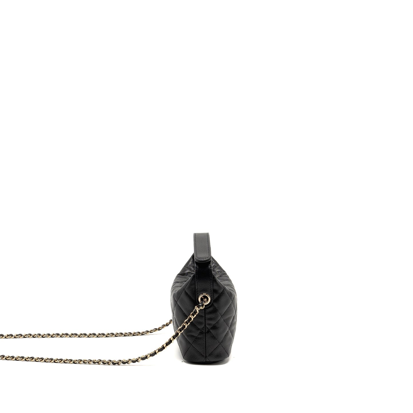 Chanel Quilted Hobo Bag Caviar Black  (Microchip)